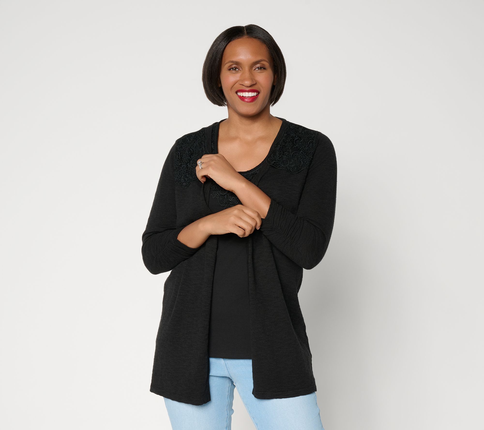 Ree by the Pioneer Woman Regular Lace Shoulder Knit Cardigan