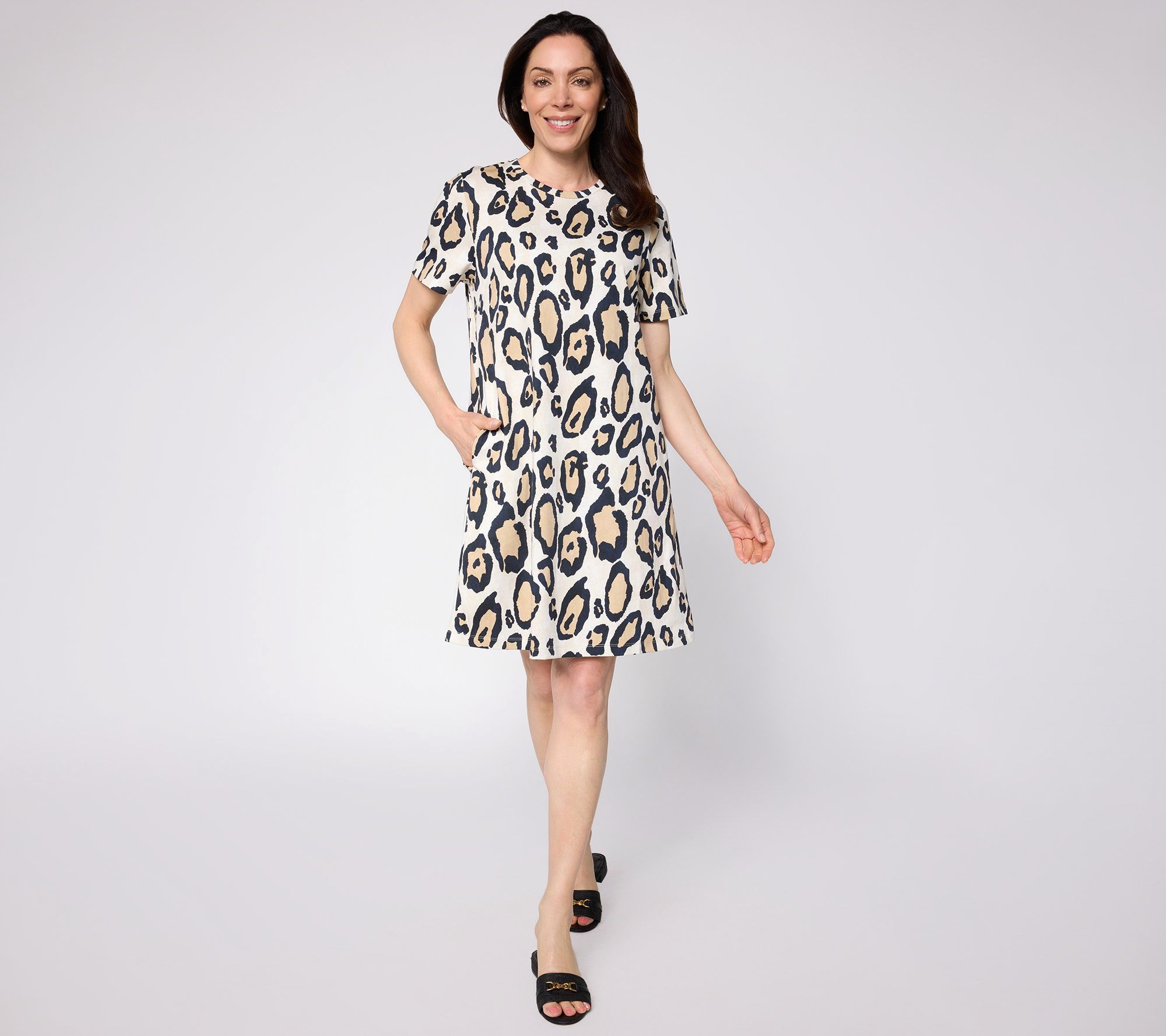 Luxe by Aimee Kestenberg Regular Printed A-Line Tee Shirt Dress