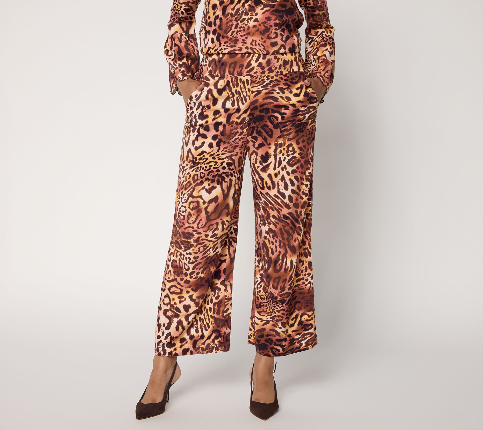 nicole by Nicole Miller Regular Printed Stretch Challis Cropped Pants