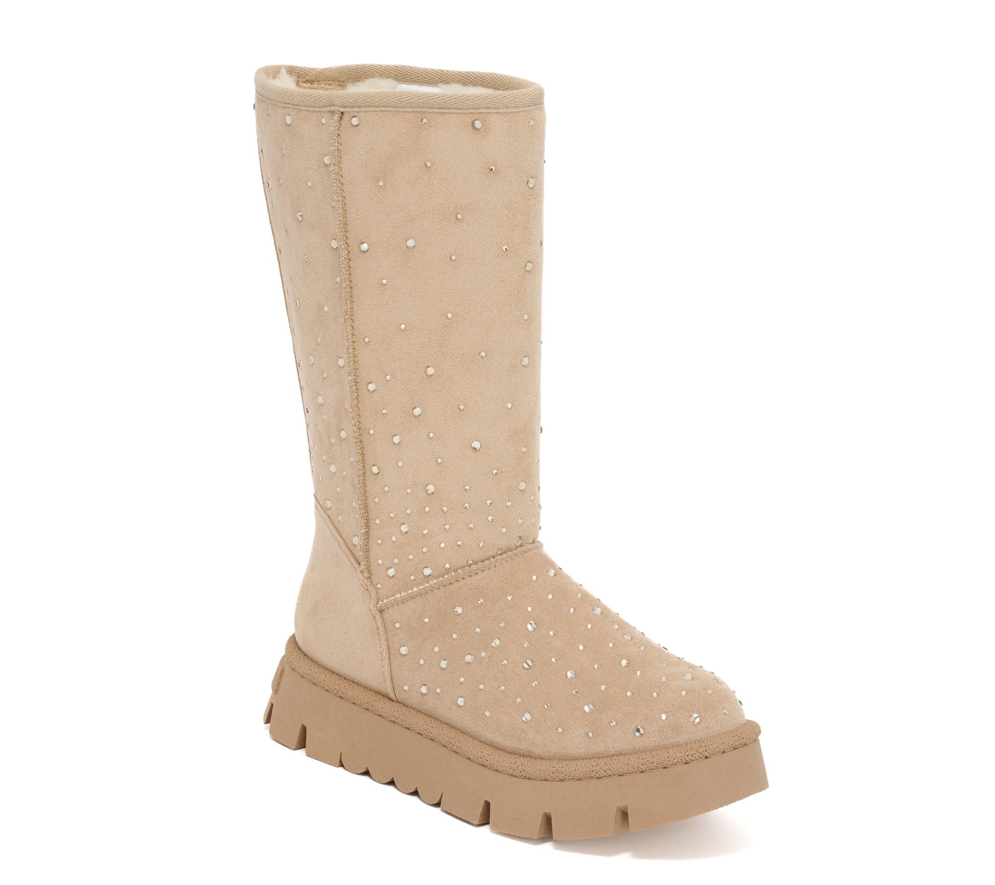 White Mountain Water-Repellent Tall-Shaft Sparkle Faux Fur Boots-Tripp