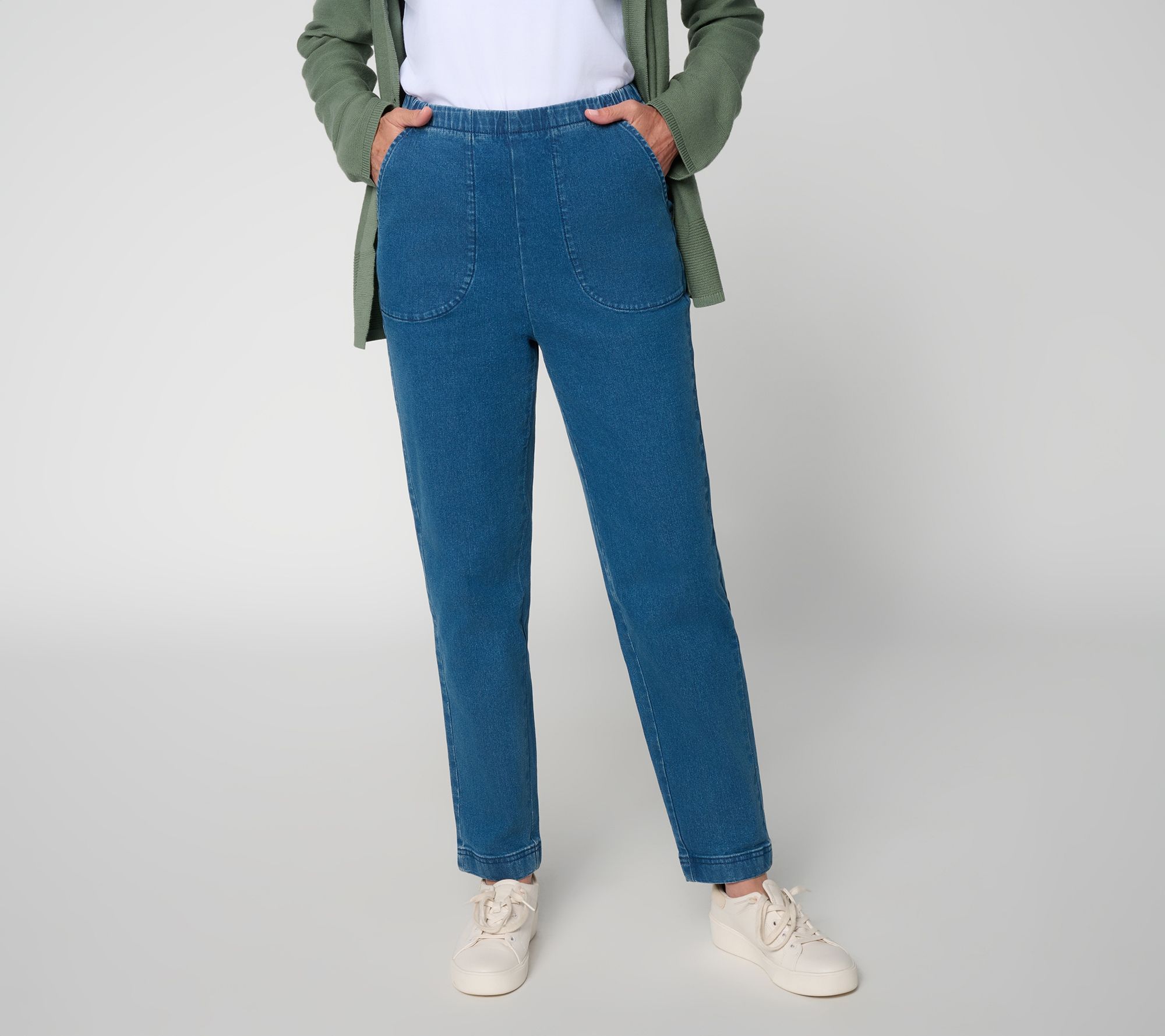 Denim & Co. Regular Indigo Flat Front Ankle Jeans with Pockets