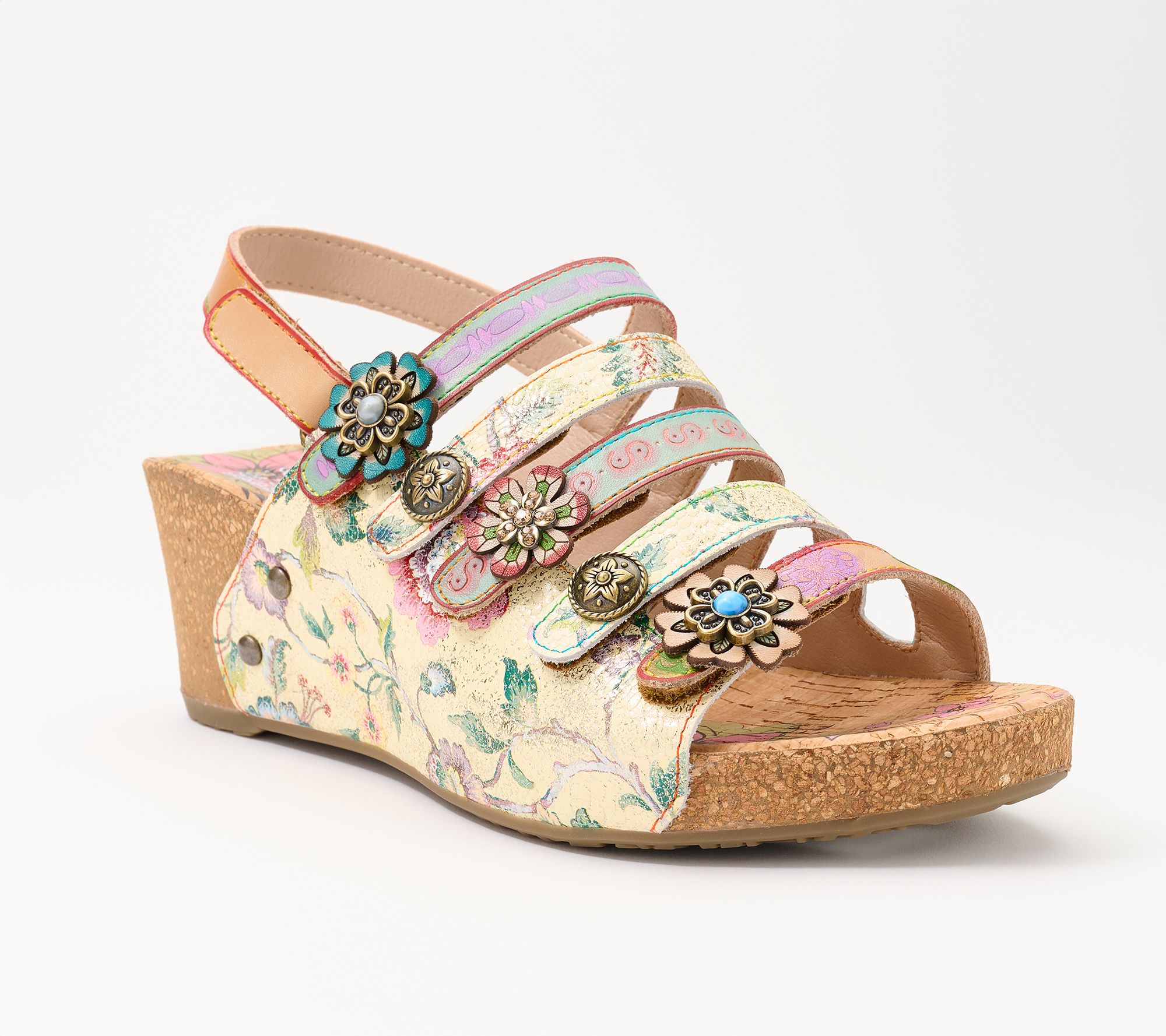 L'Artiste by Spring Step Leather Wedge Sandals - BuckleItUp
