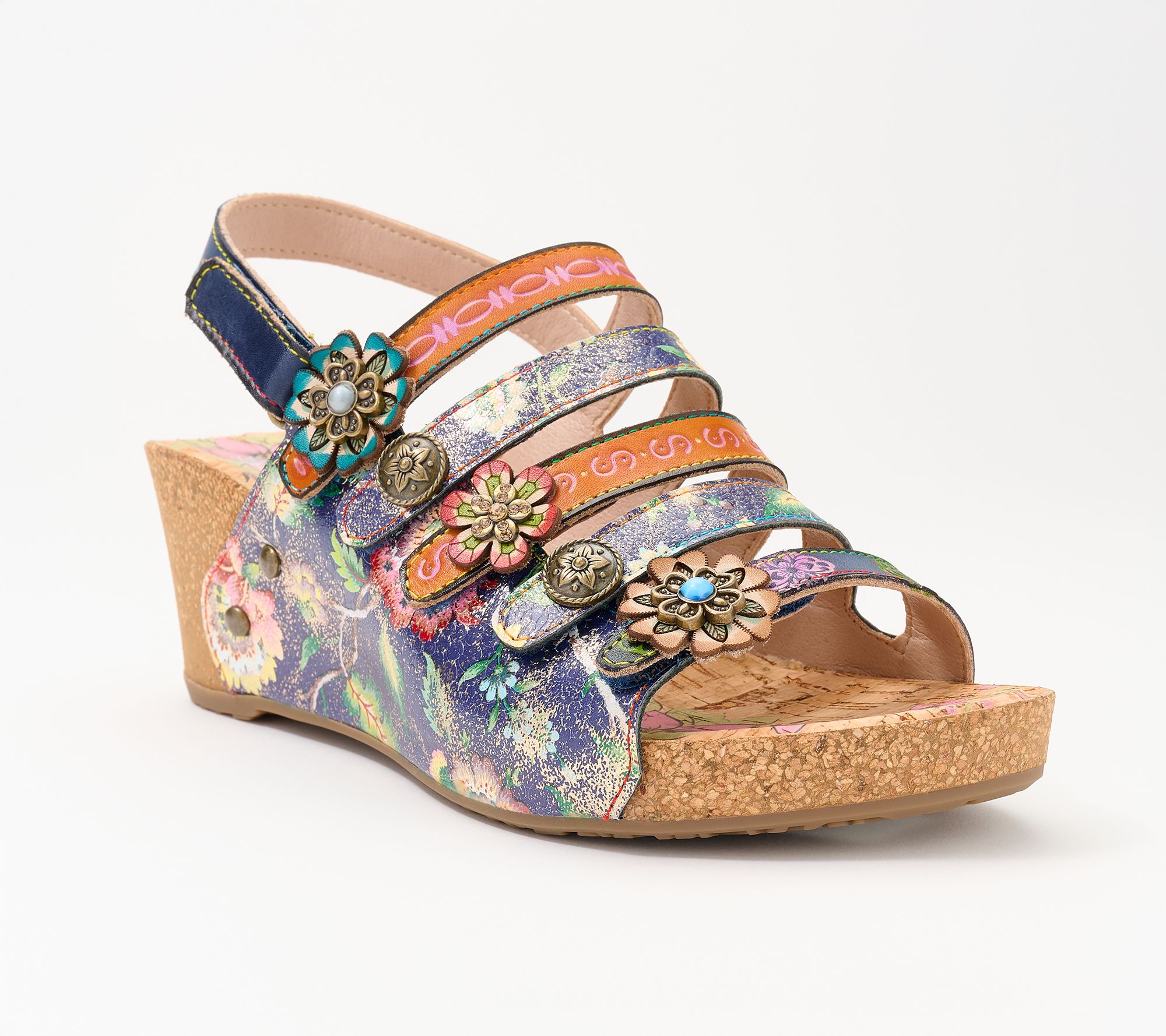 L'Artiste by Spring Step Leather Wedge Sandals - BuckleItUp