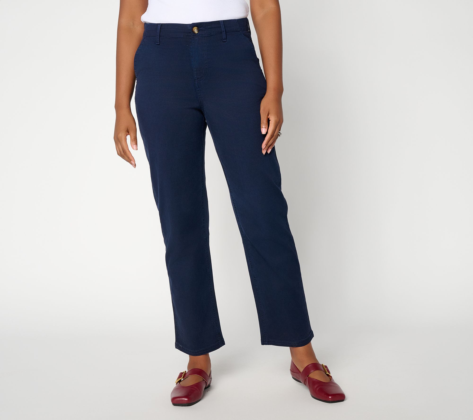 Joan Rivers Petite Stretch Twill Straight Leg Ankle Pant