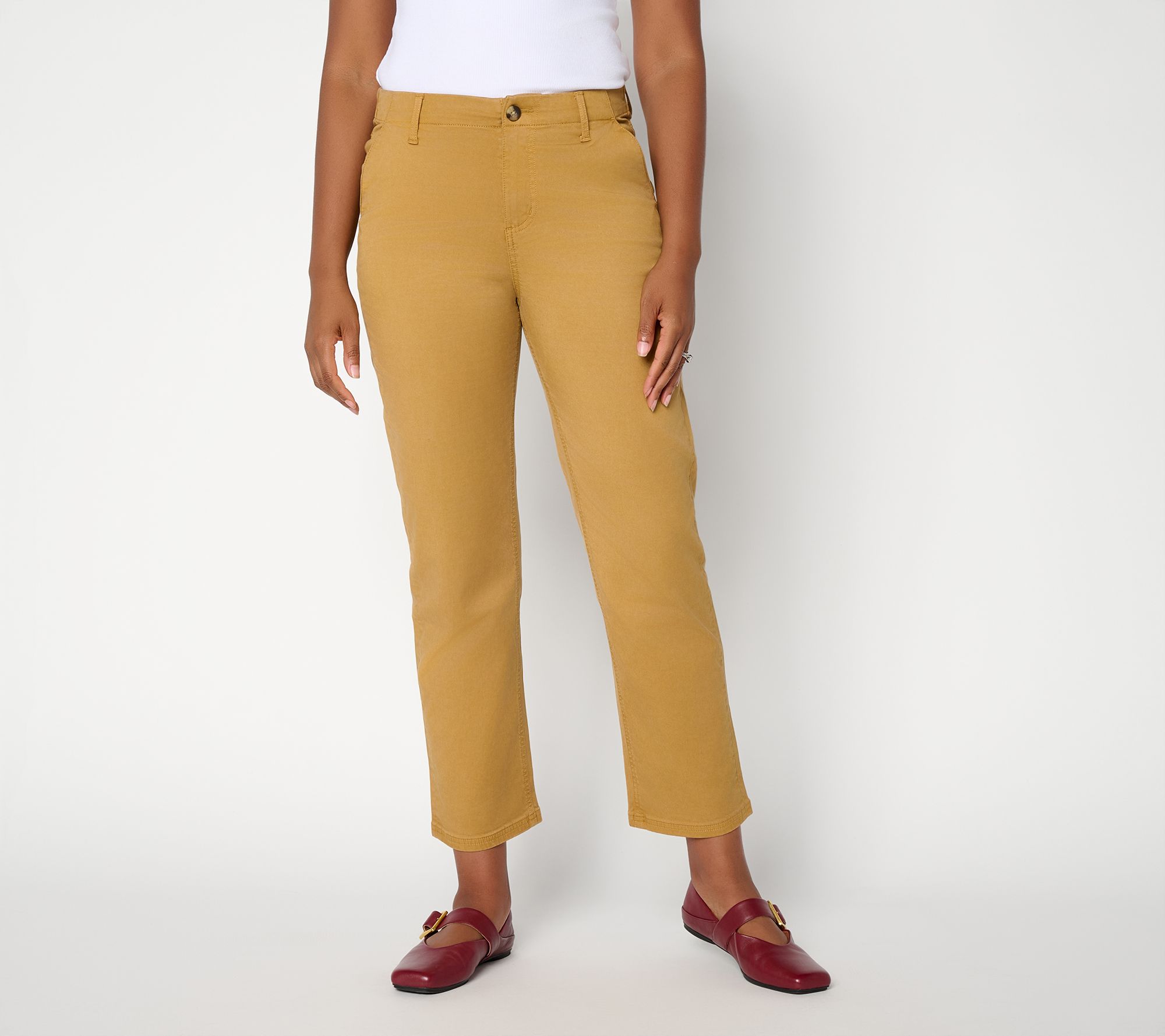 Joan Rivers Petite Stretch Twill Straight Leg Ankle Pant