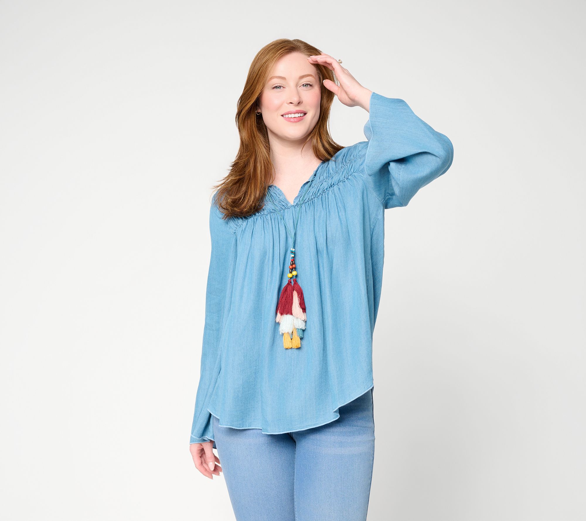 Felt Denim by Laurie Felt Long Sleeve Boho Woven Top