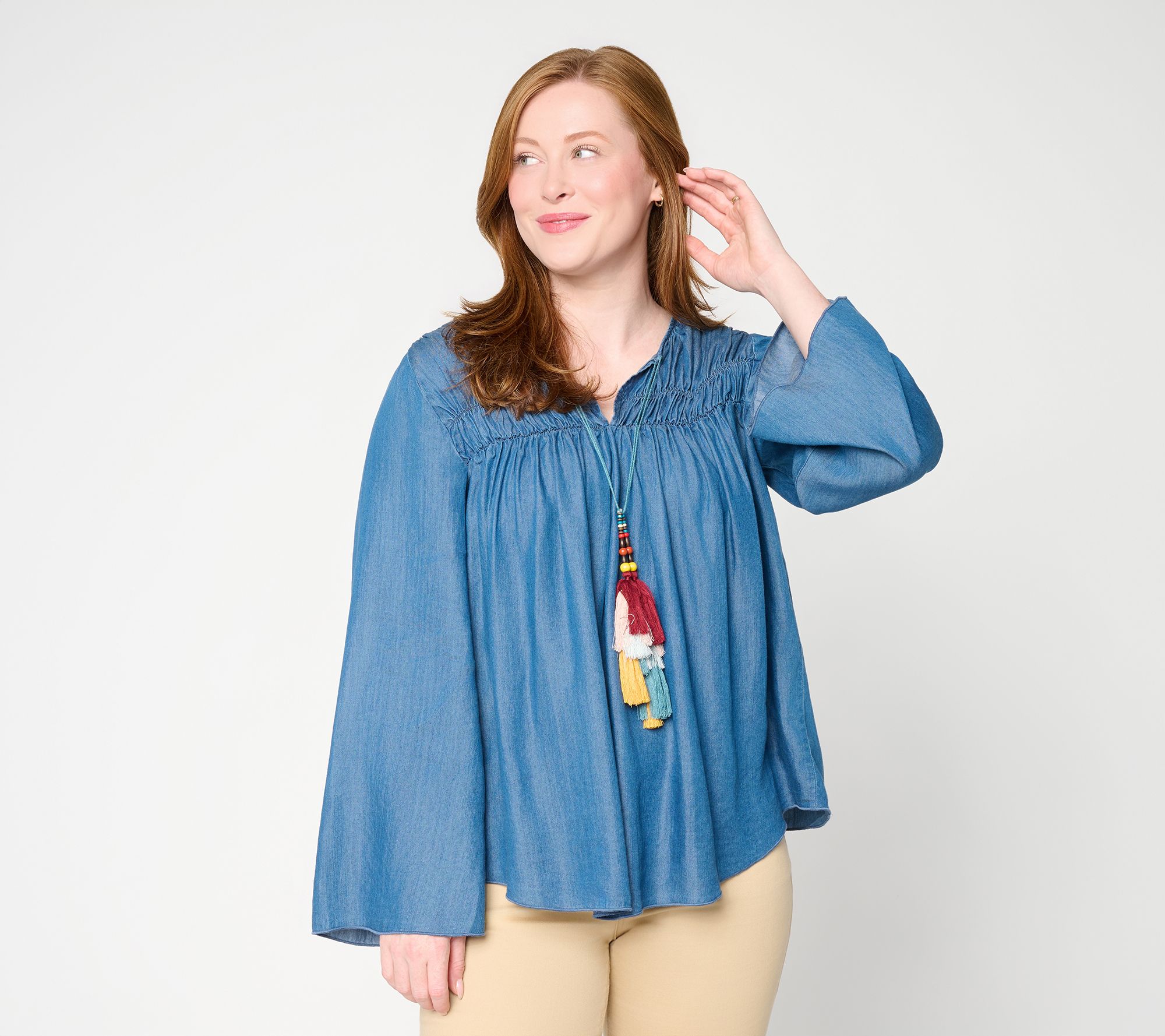 Felt Denim by Laurie Felt Long Sleeve Boho Woven Top