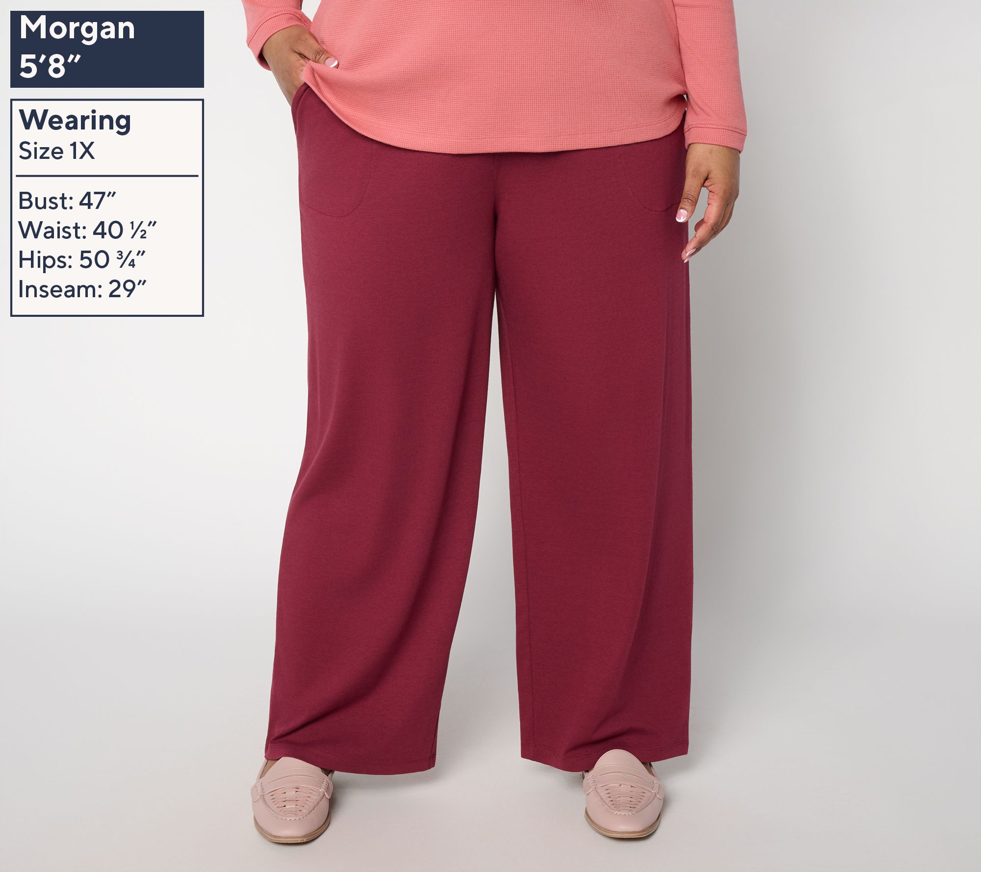 Denim & Co. Petite Fall Beach Jersey Wide Leg Pants | QVC