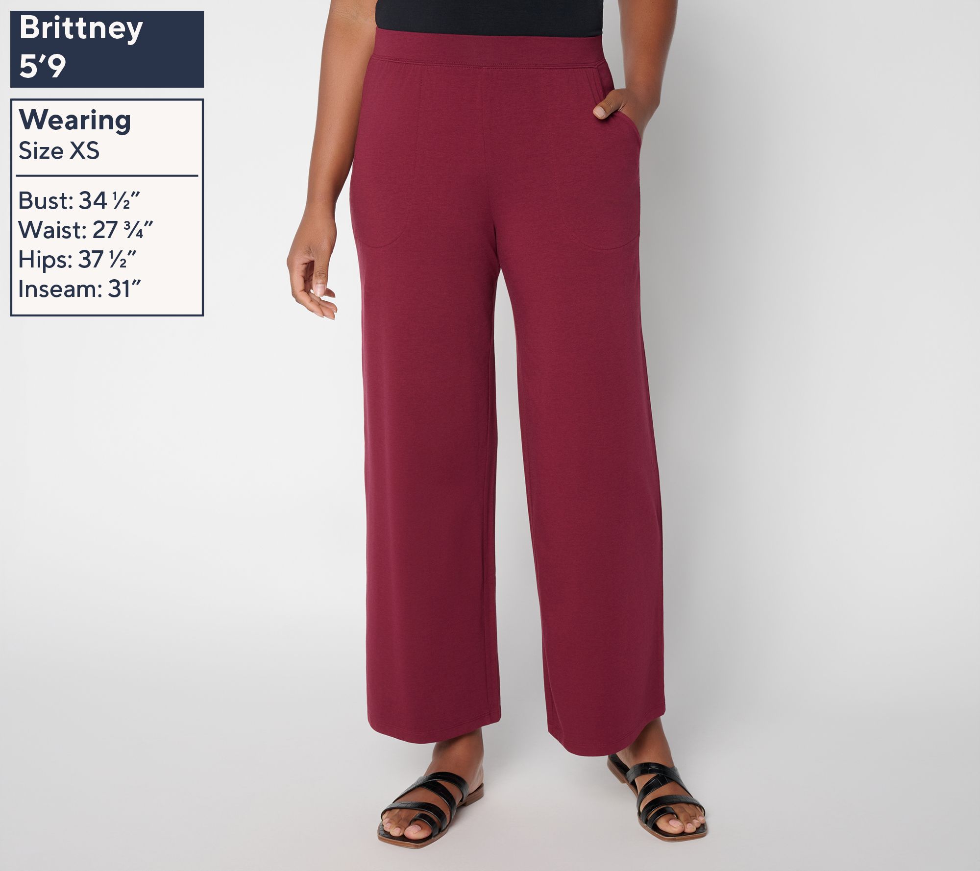 Denim & Co. Petite Fall Beach Jersey Wide Leg Pants | QVC