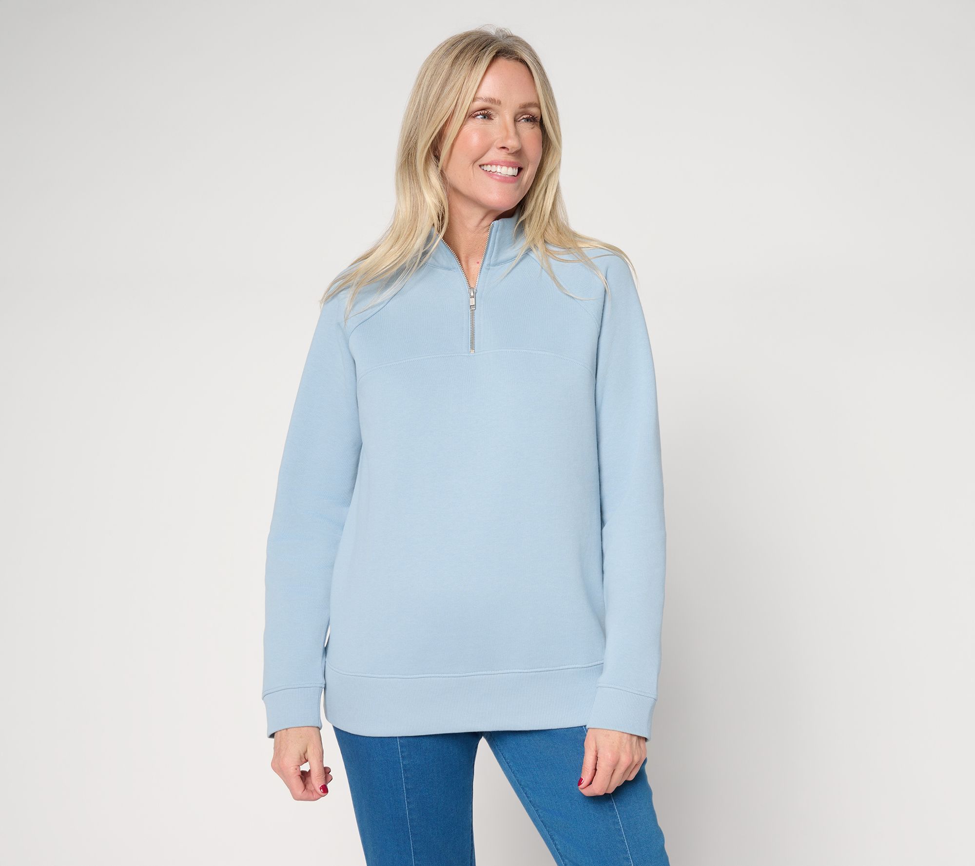 "As Is" Susan Graver CloudSoft Fleece Quarter Zip Sweatshirt