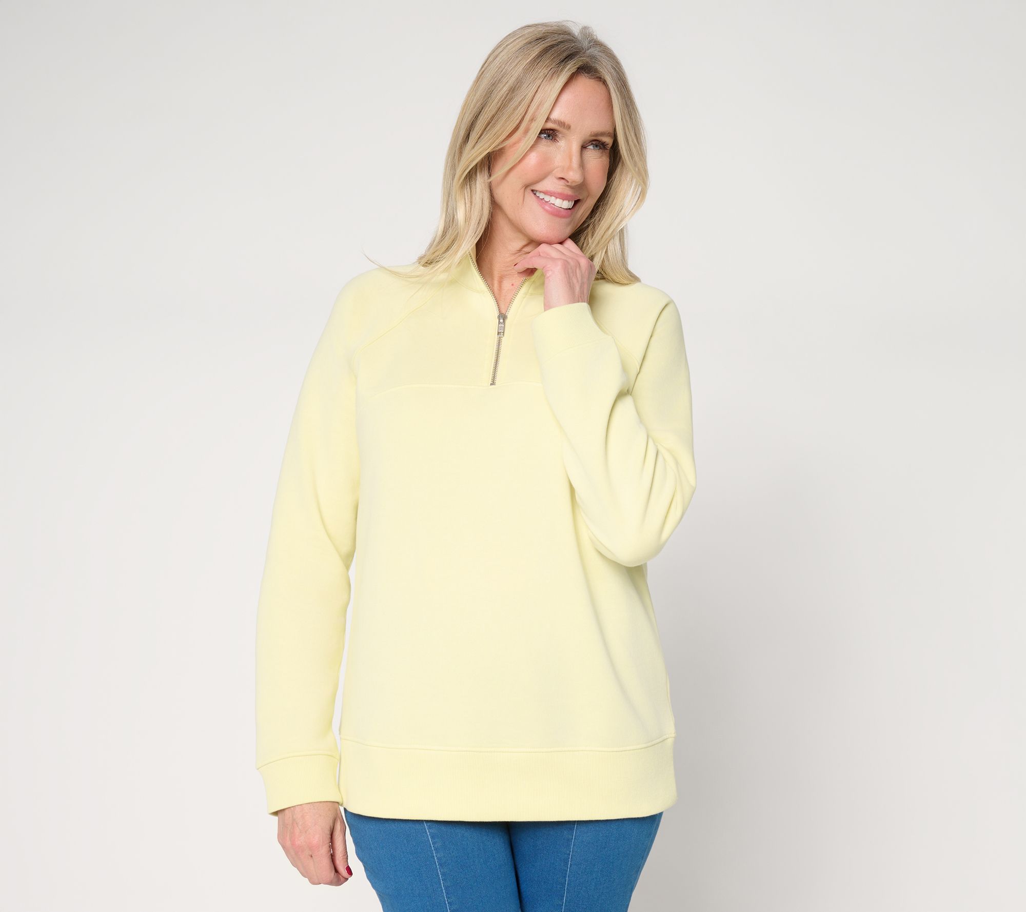 "As Is" Susan Graver CloudSoft Fleece Quarter Zip Sweatshirt