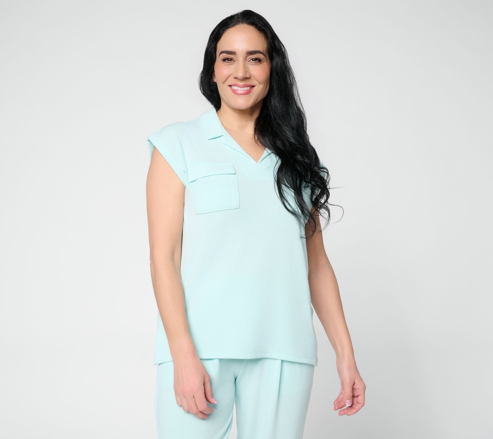 "As Is" Cuddl Duds Modern Jersey Knit Collared Tee