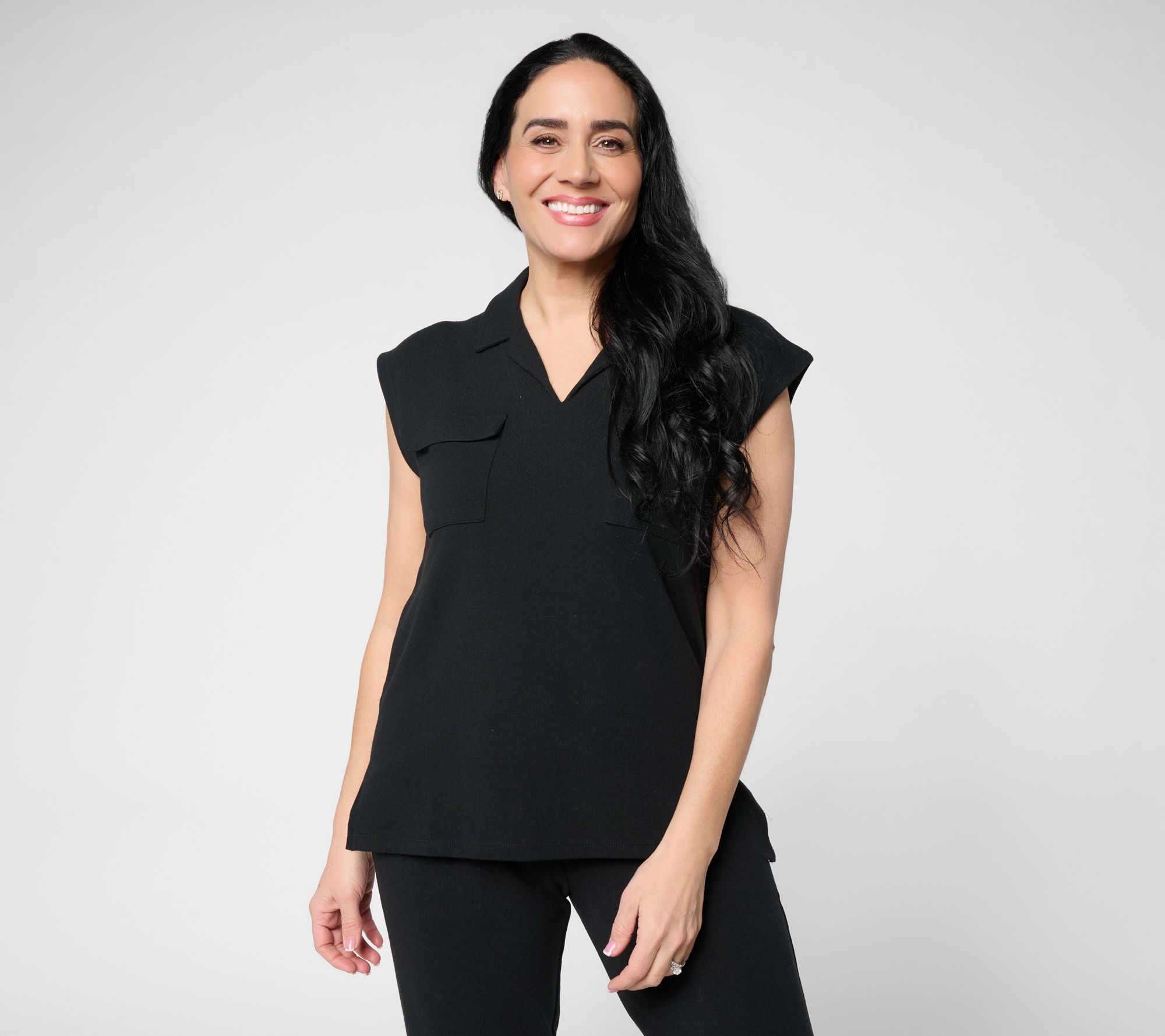 "As Is" Cuddl Duds Modern Jersey Knit Collared Tee