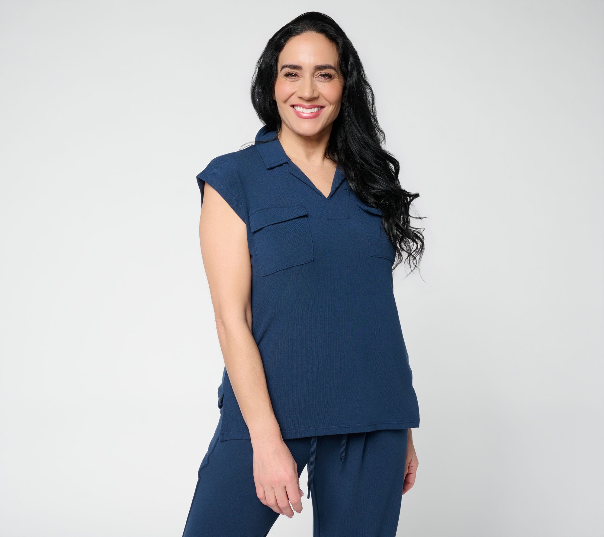 "As Is" Cuddl Duds Modern Jersey Knit Collared Tee