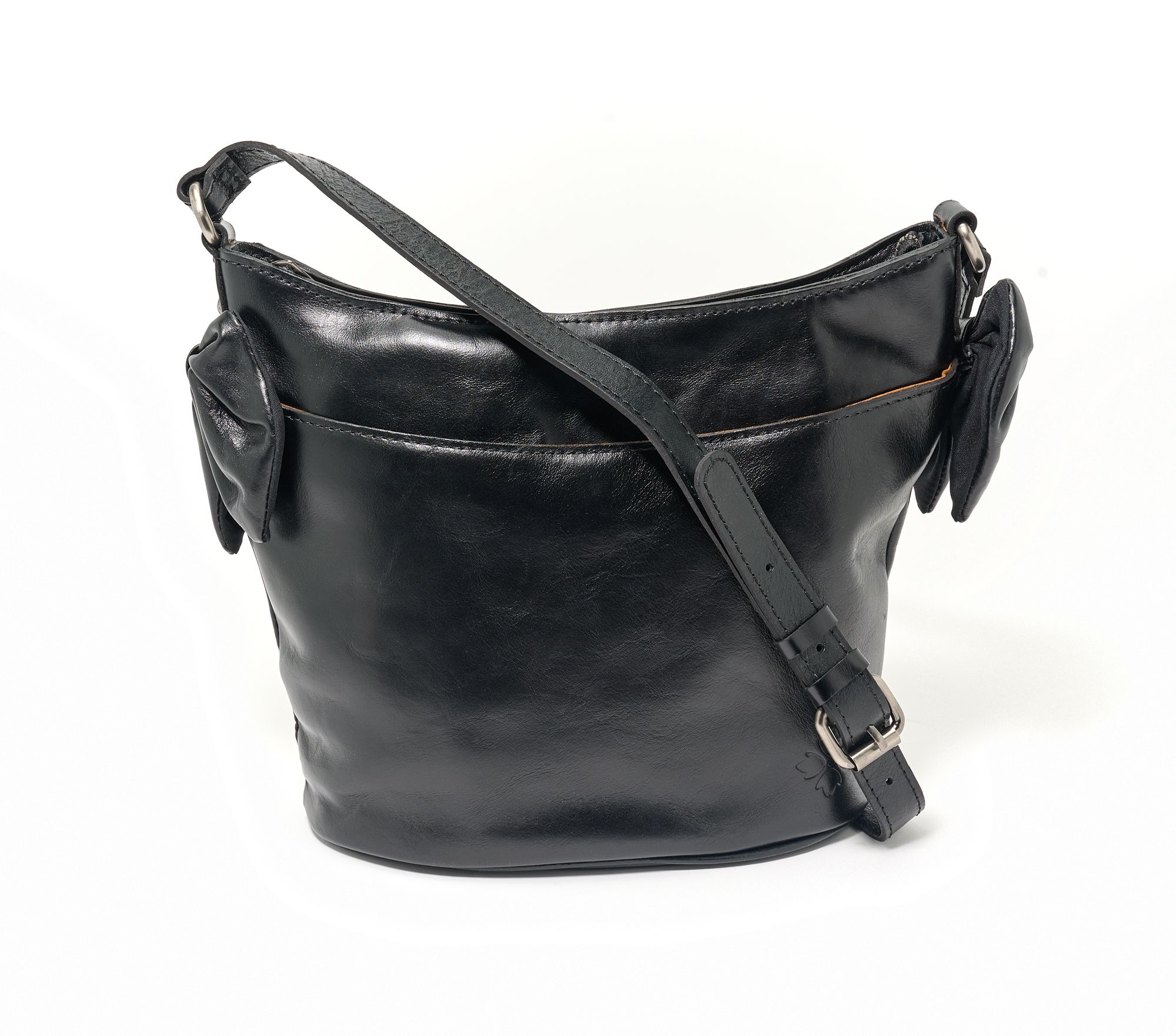 "As Is" Patricia Nash Savoca Leather Bucket Bag with Bow Trim