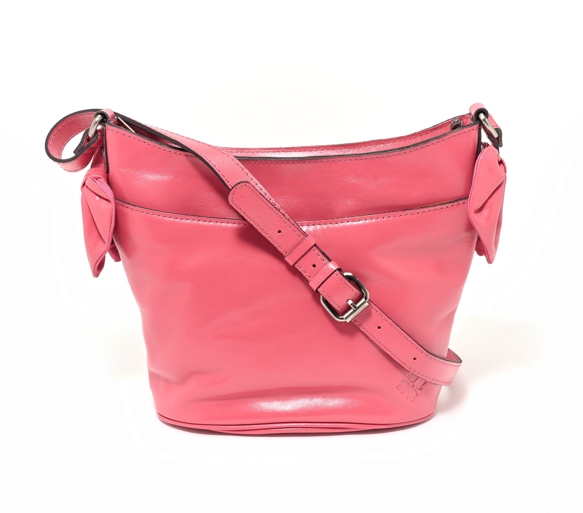 "As Is" Patricia Nash Savoca Leather Bucket Bag with Bow Trim