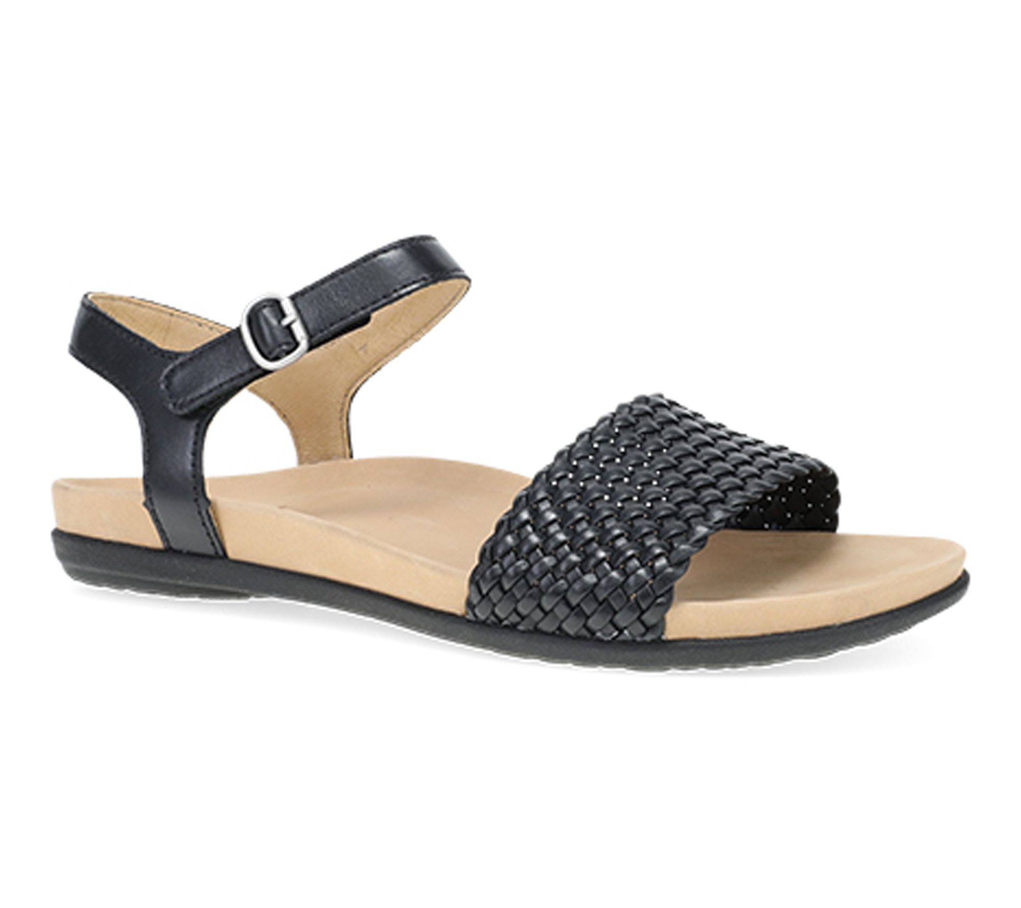 Dansko Jodie Black Woven Leather Sandal
