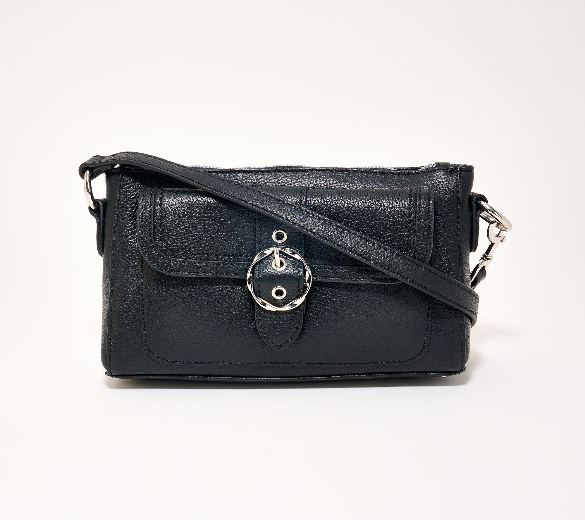 "As Is" Kim Gravel Swift Leather Convert Crossbody w/ RFID Wallet