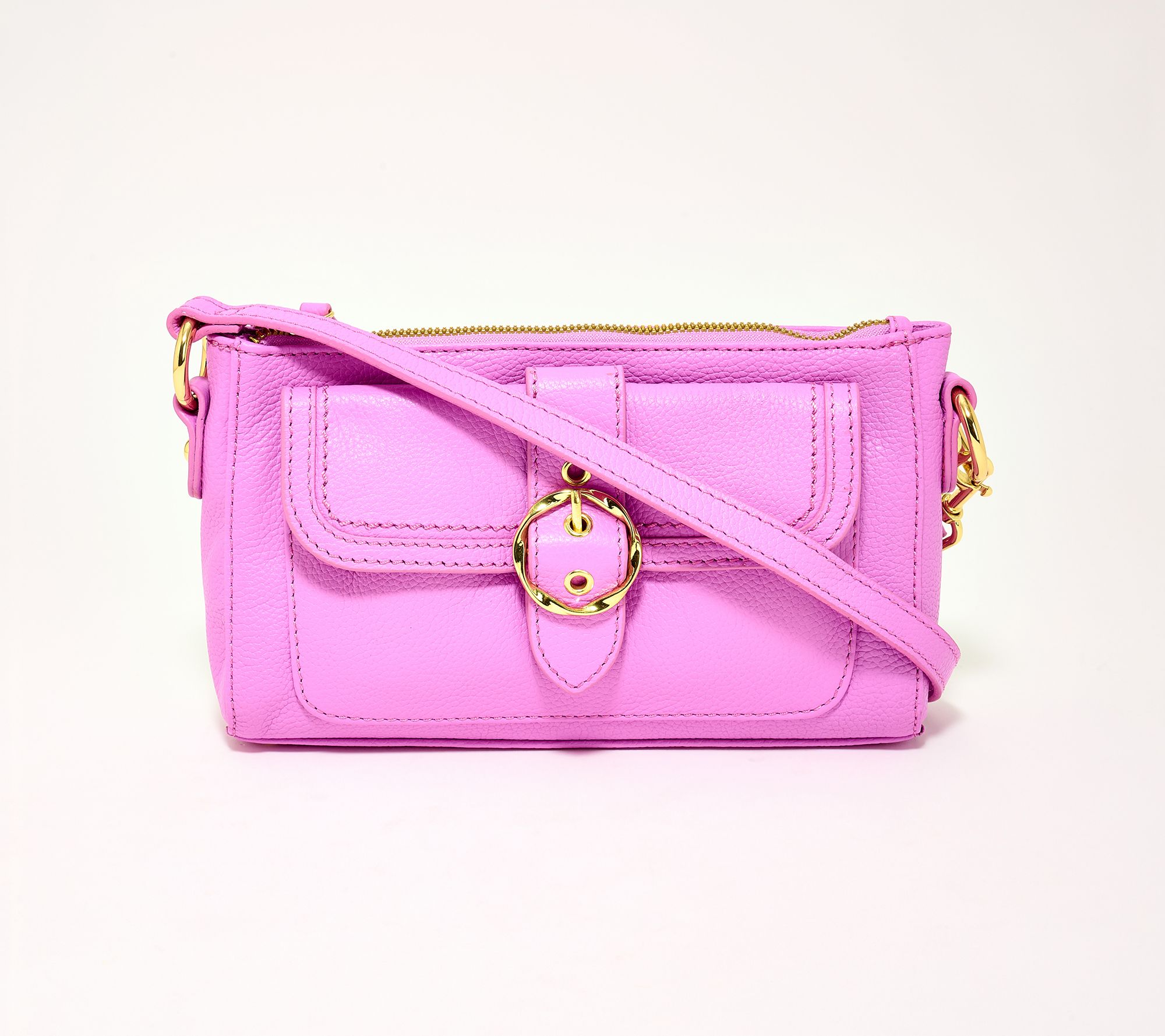 "As Is" Kim Gravel Swift Leather Convert Crossbody w/ RFID Wallet