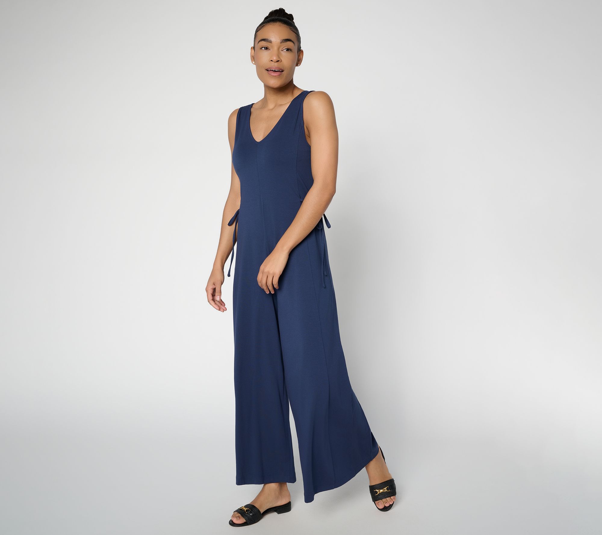 "As Is" AnyBody Petite Cozy Knit Jersey All-Star Jumpsuit