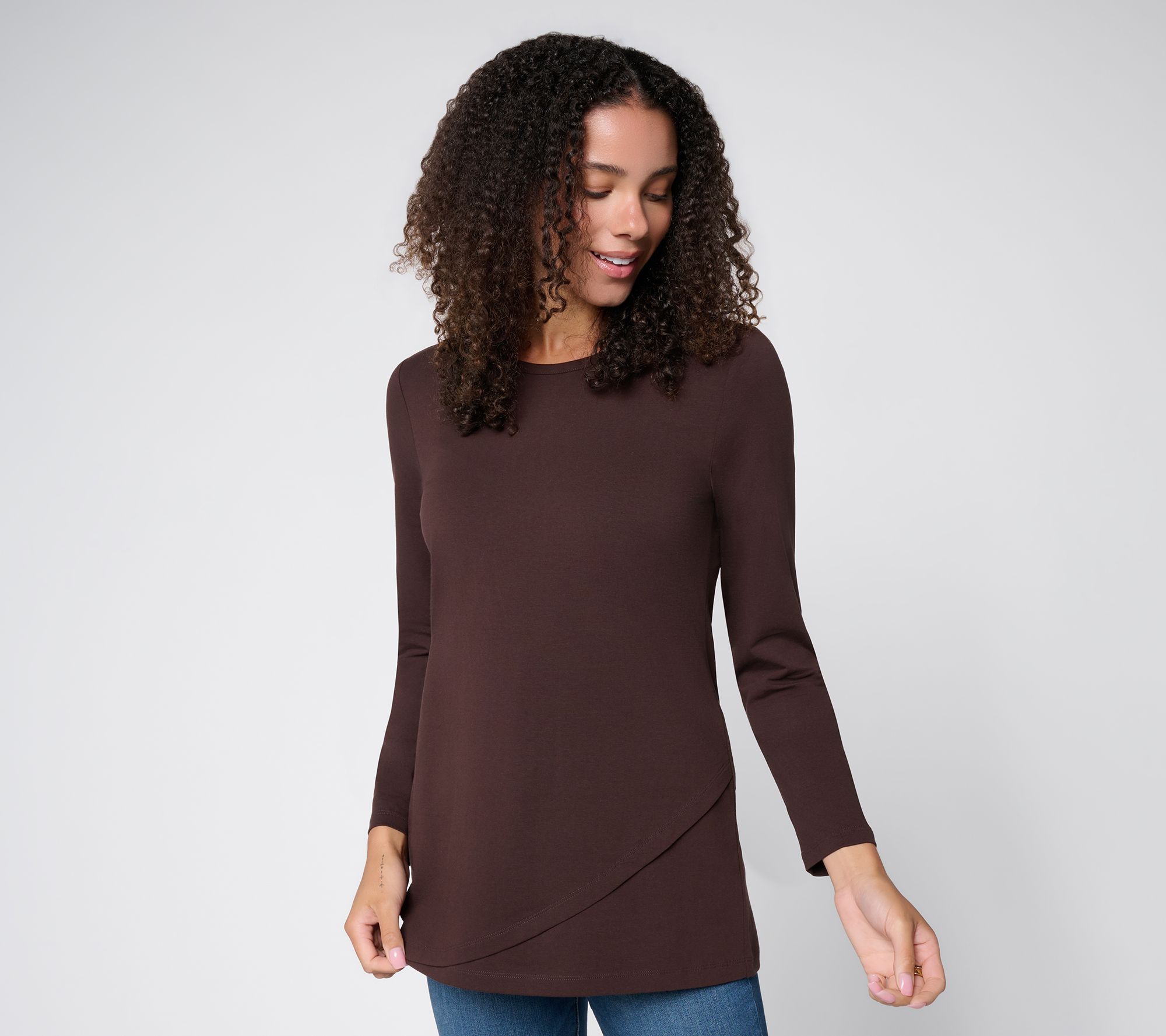 Denim & Co. Essentials Petite Perfect Jersey Tulip Hem Tunic