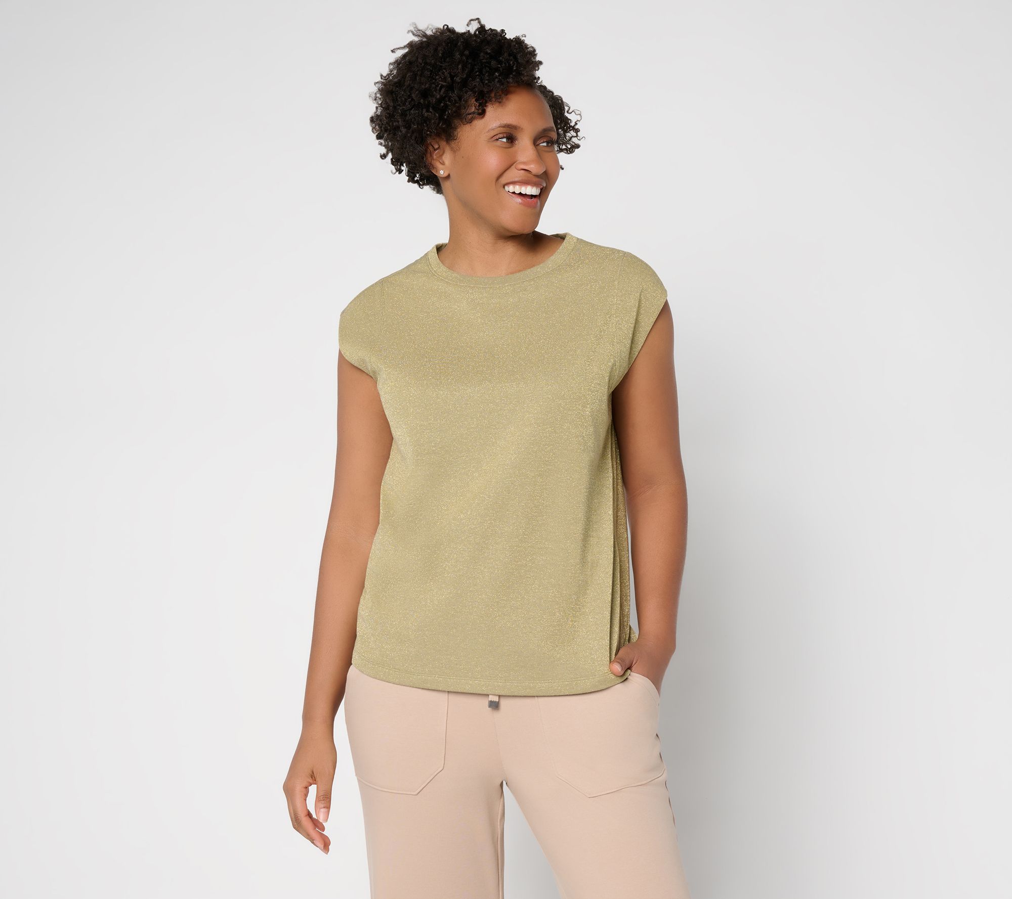 "As Is" Martha Stewart Signature Metallic Sleeveless Top