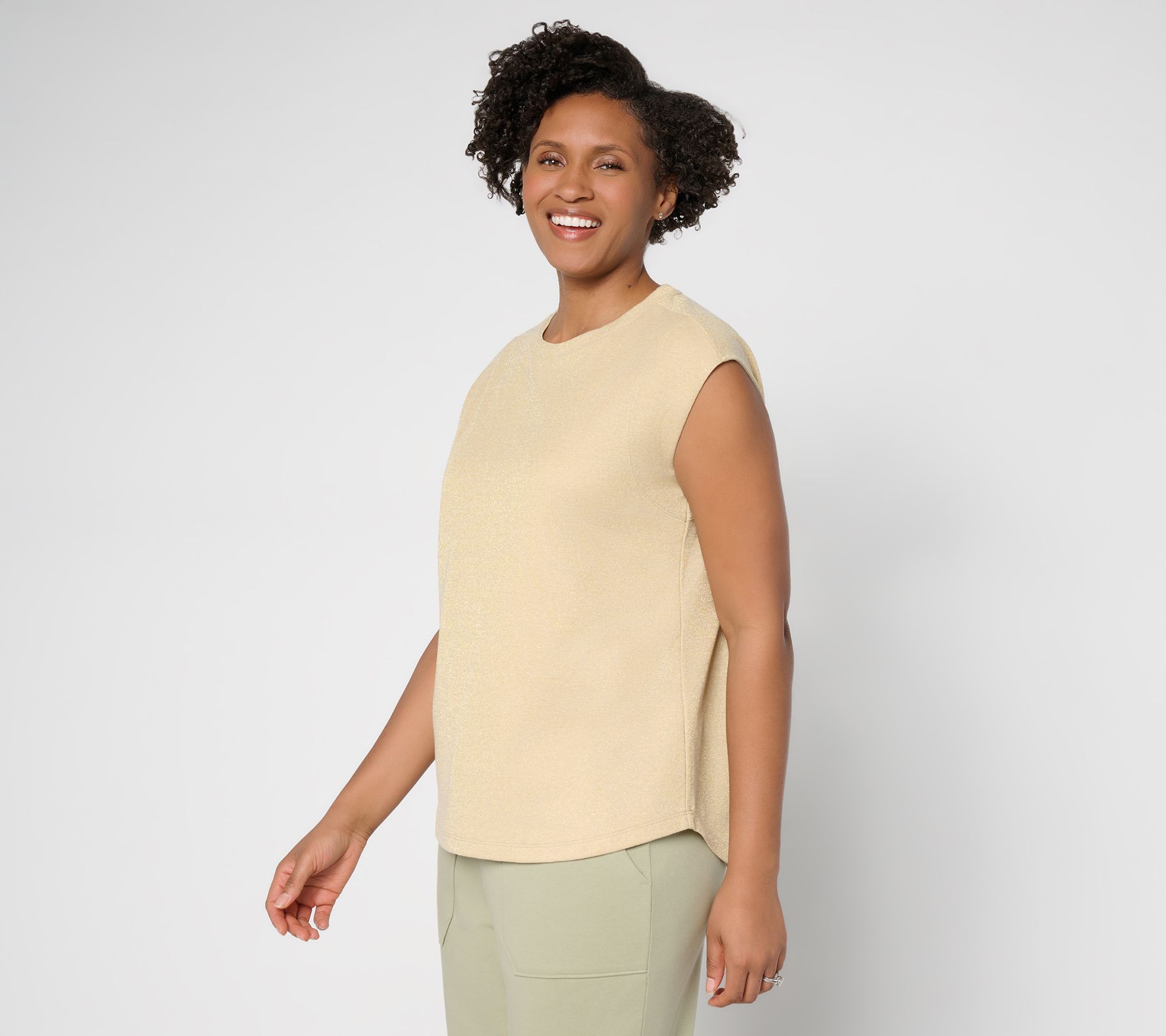 "As Is" Martha Stewart Signature Metallic Sleeveless Top