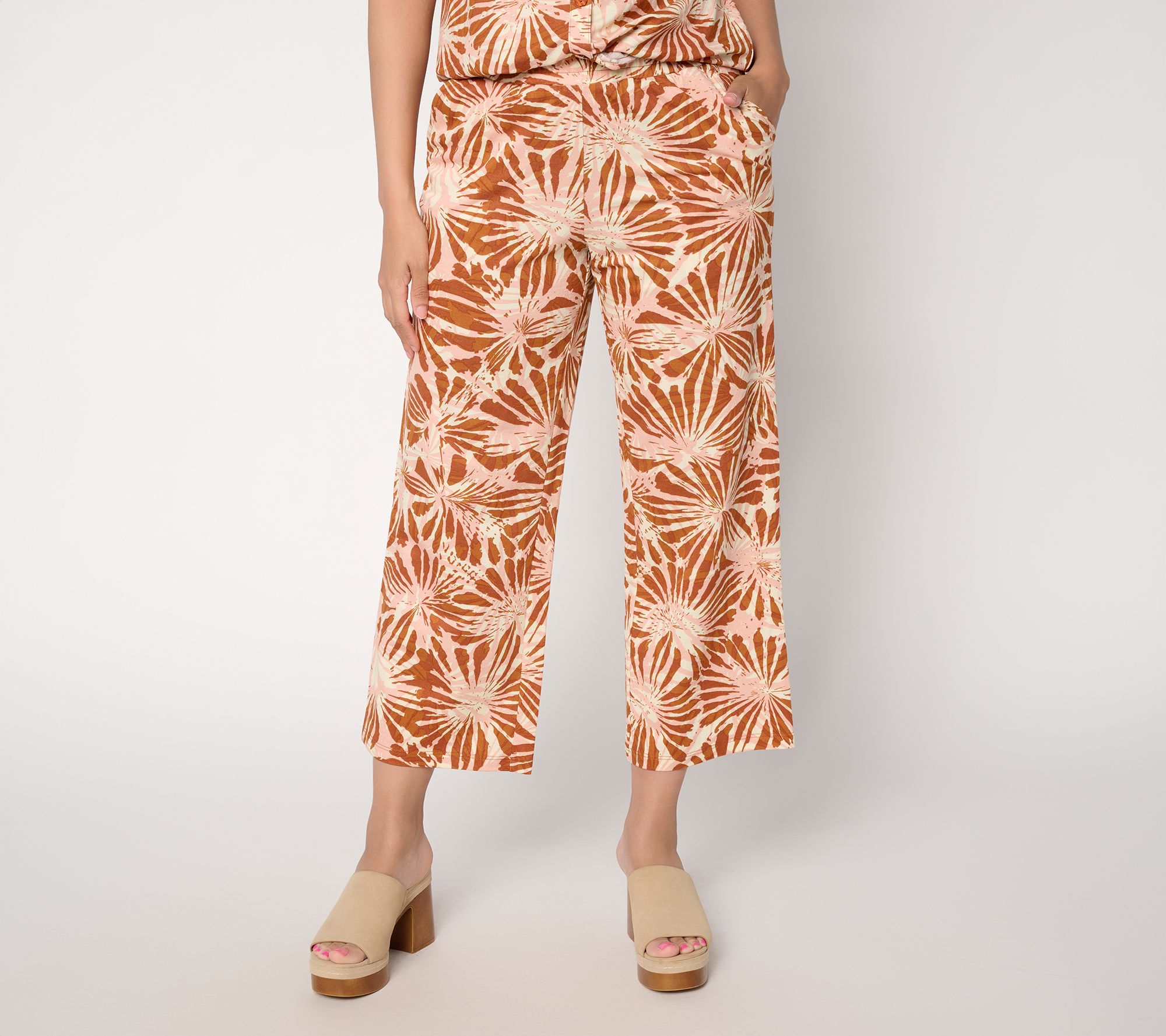 "As Is" Belle Beach by Kim Gravel Regular Cabana Knit Sands Crop Pant