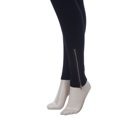 Legacy Legwear Leggings with Side Zipper - QVC.com