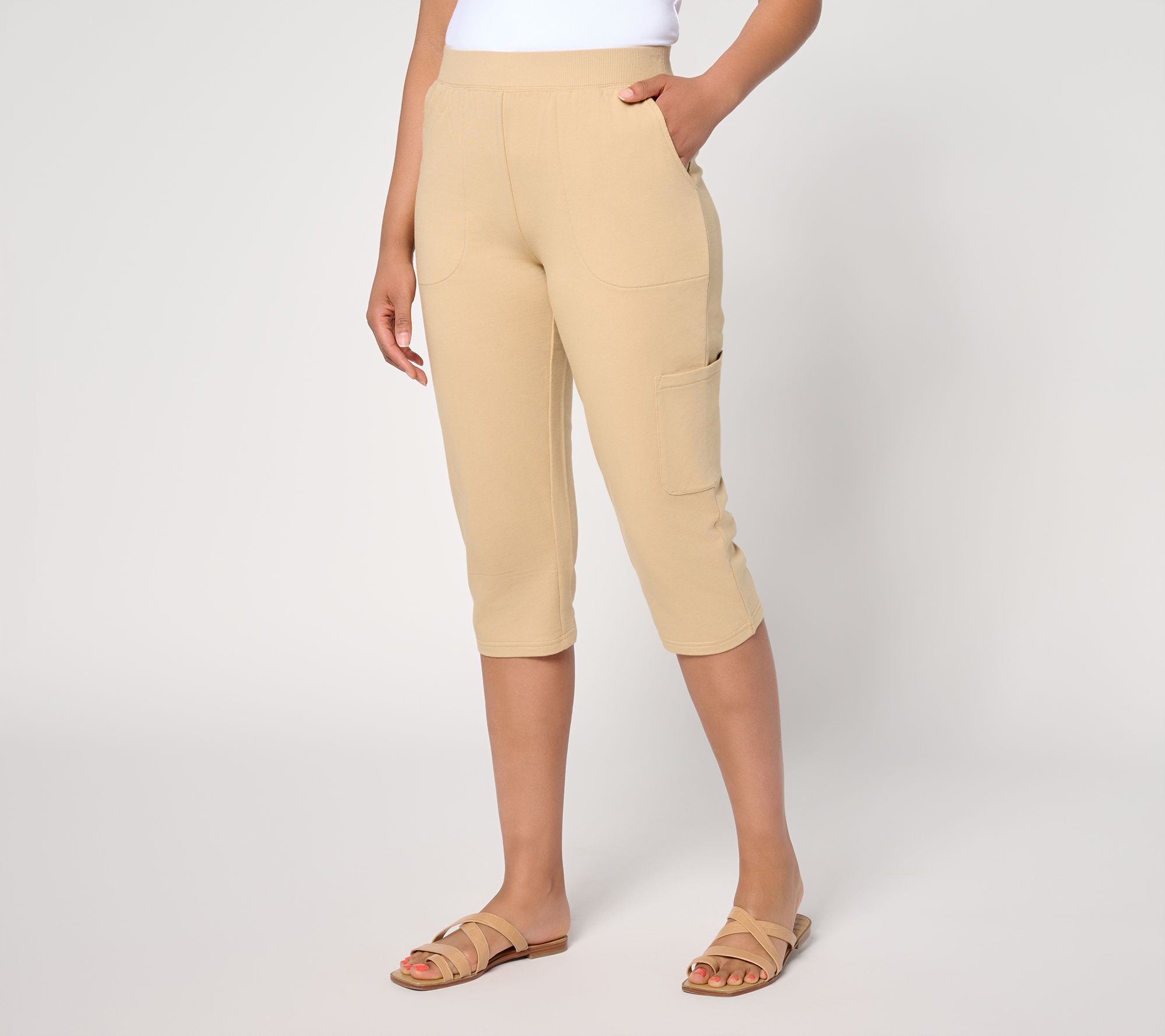 Denim & Co. Active French Terry Cargo Capri Pants