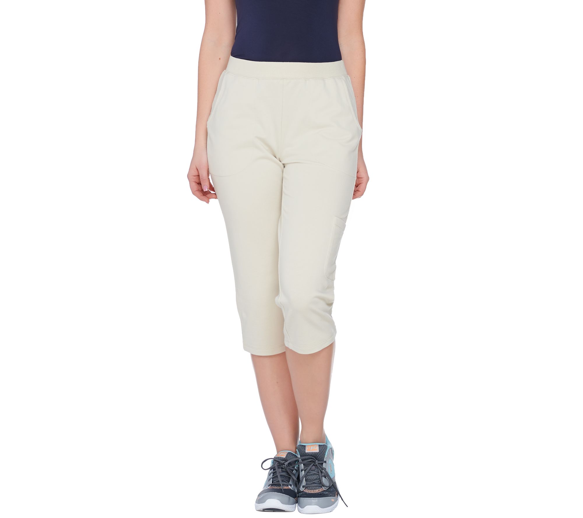 As Is Denim & Co. Regular Active French Terry Cargo Capri Pants 