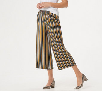 Joan Rivers Petite Pull-On Striped Cropped Pants