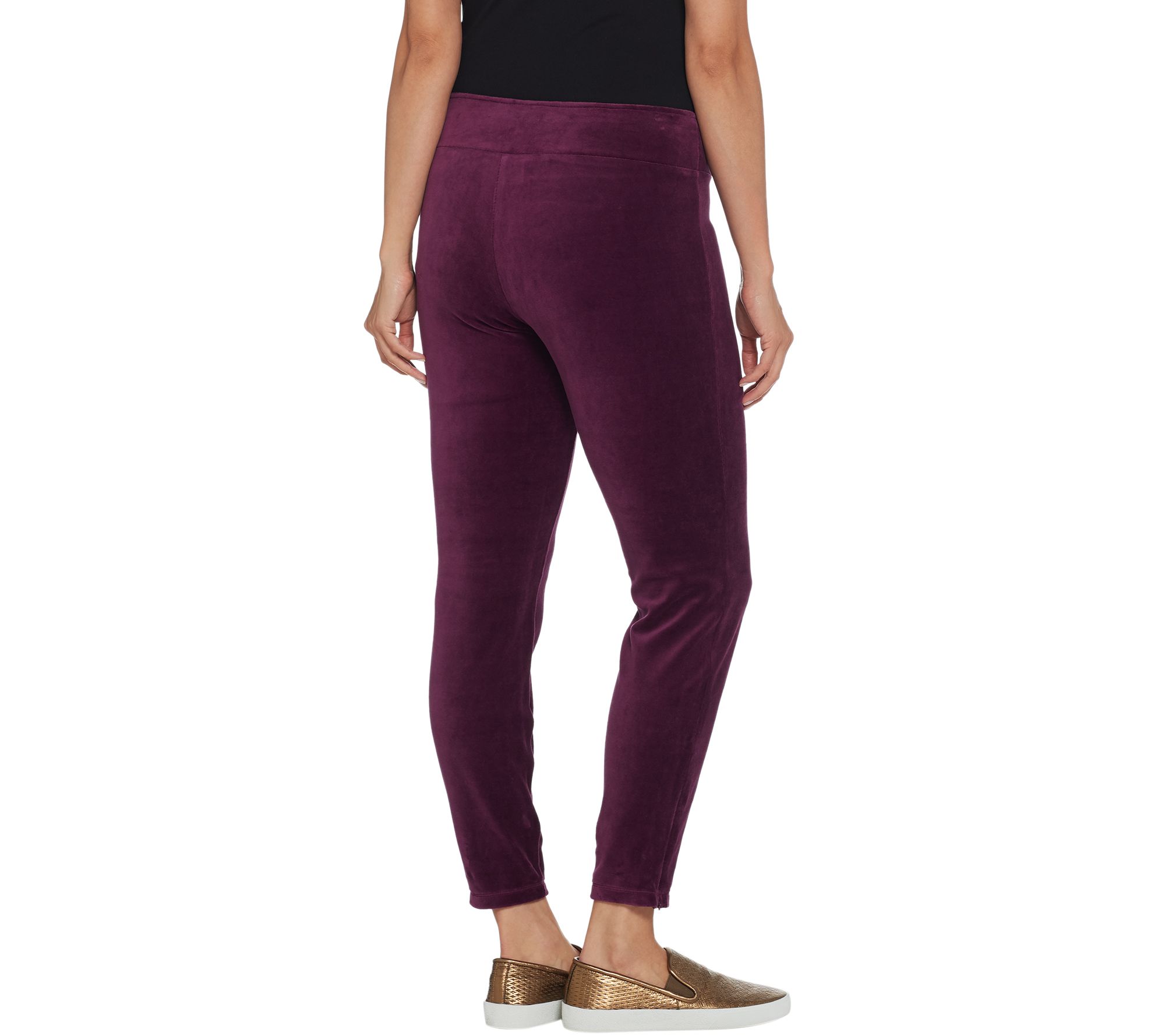 "As Is" Denim & Co. Active Stretch Velour Leggings with Zipper Detail