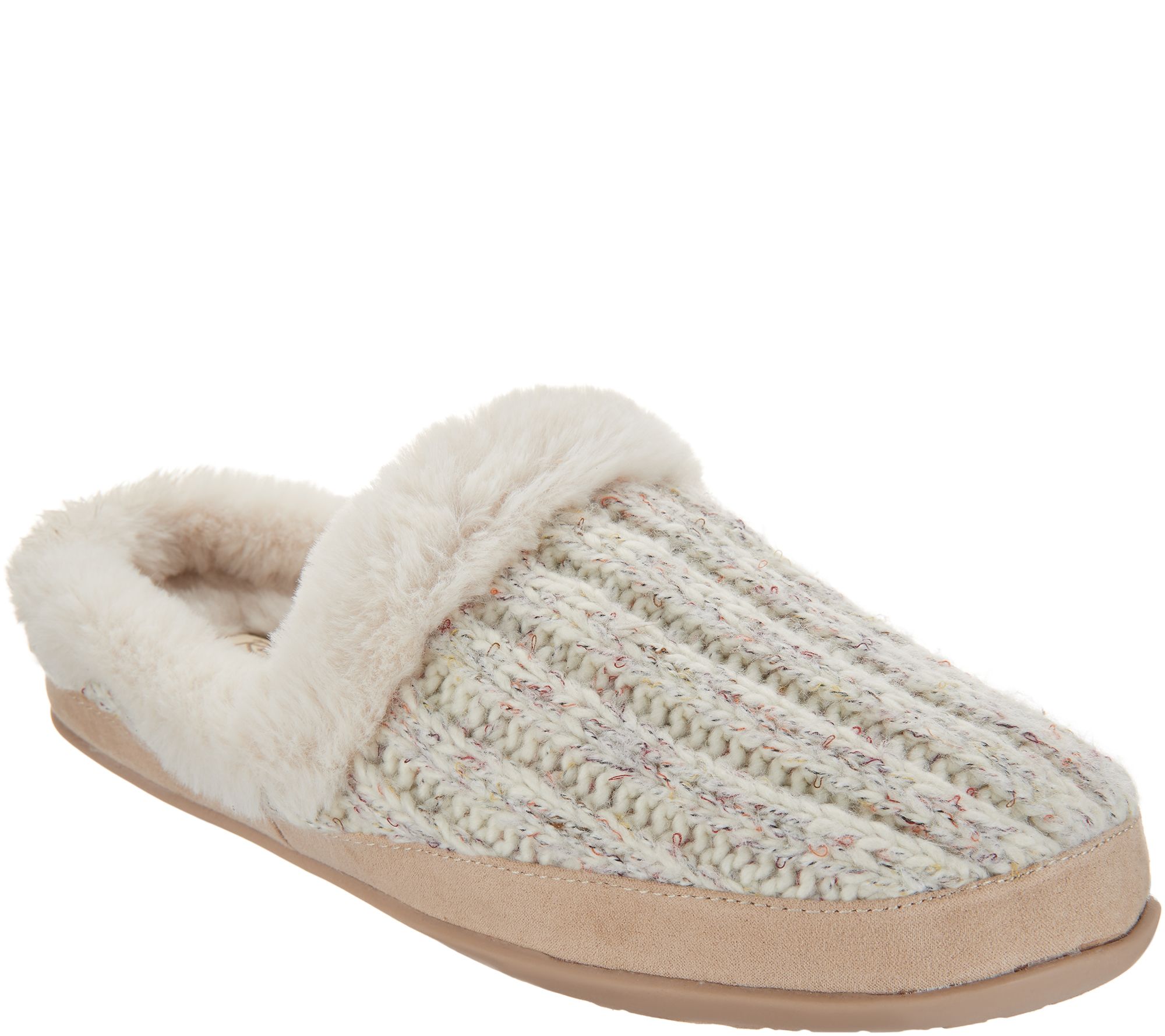 skechers sweater knit faux fur slippers