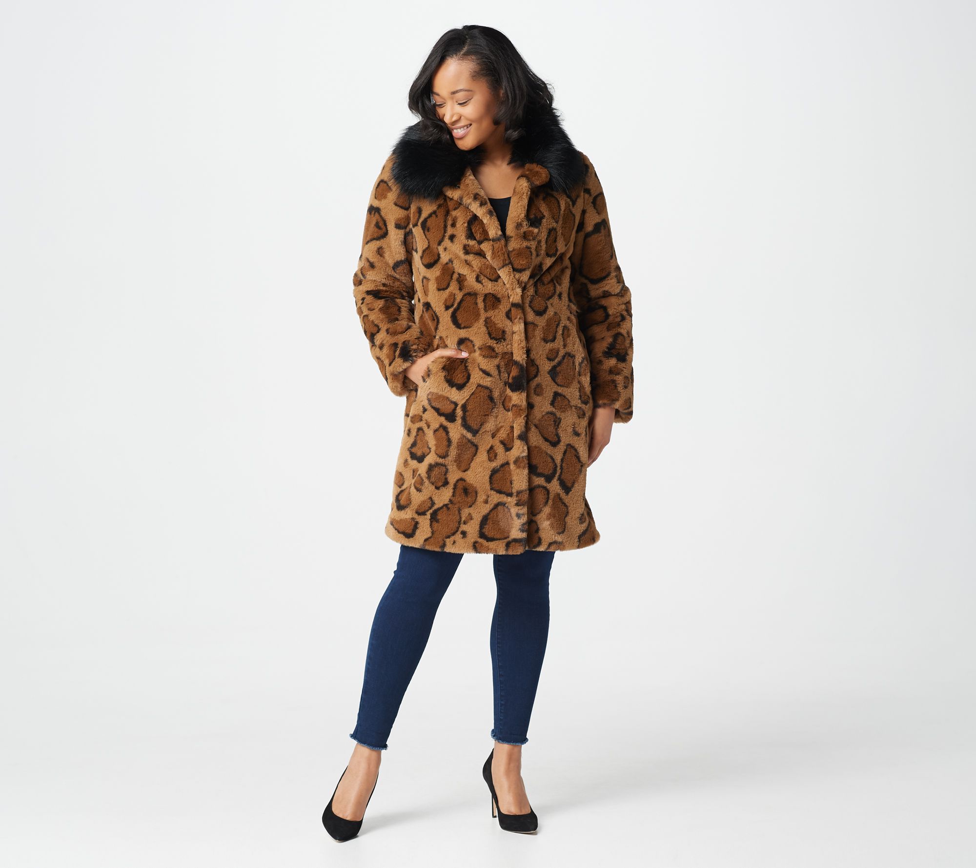 Faux Fur Jacket in Pink Marble | Dancing Leopard