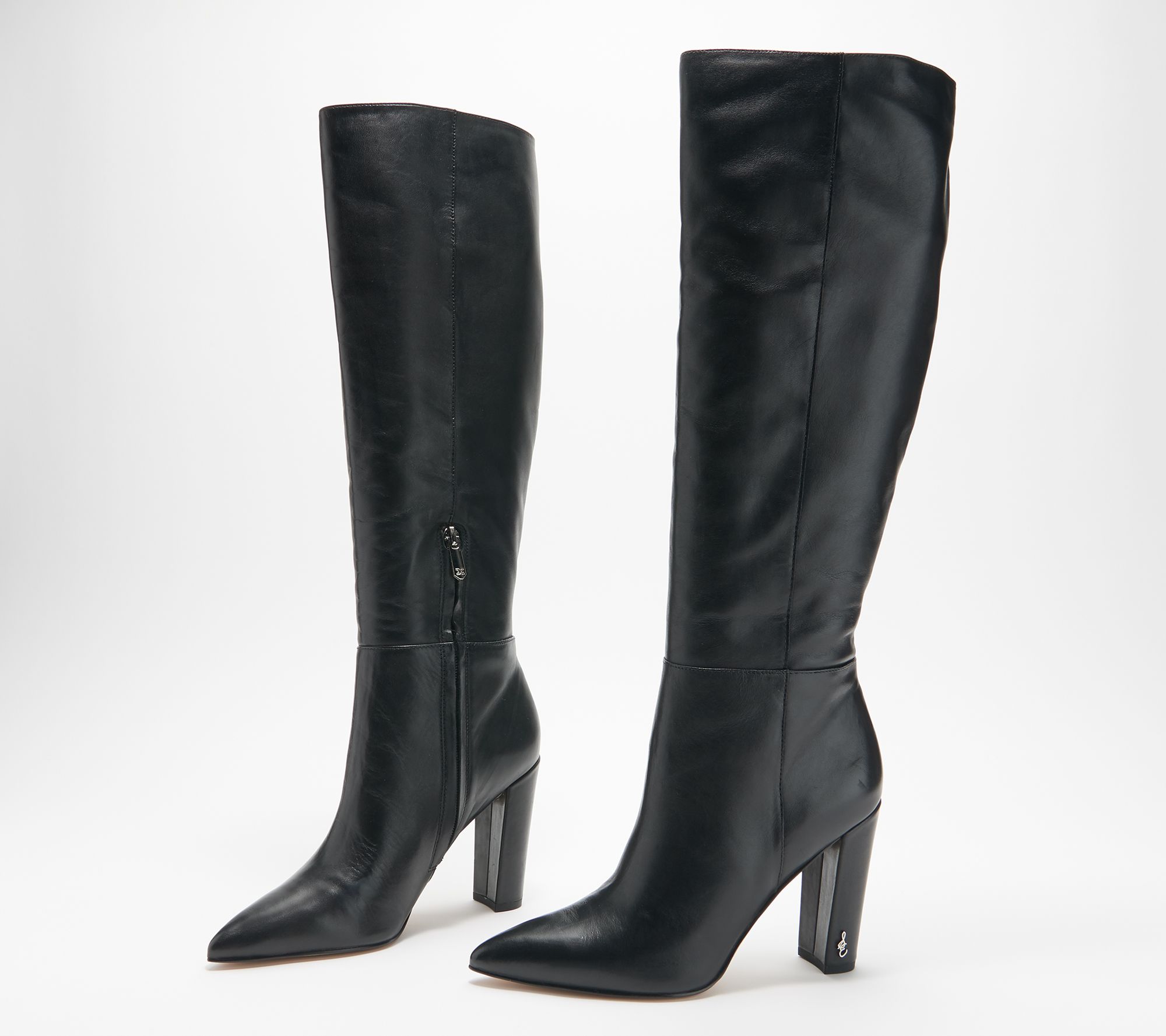 pointed toe knee high leather boots