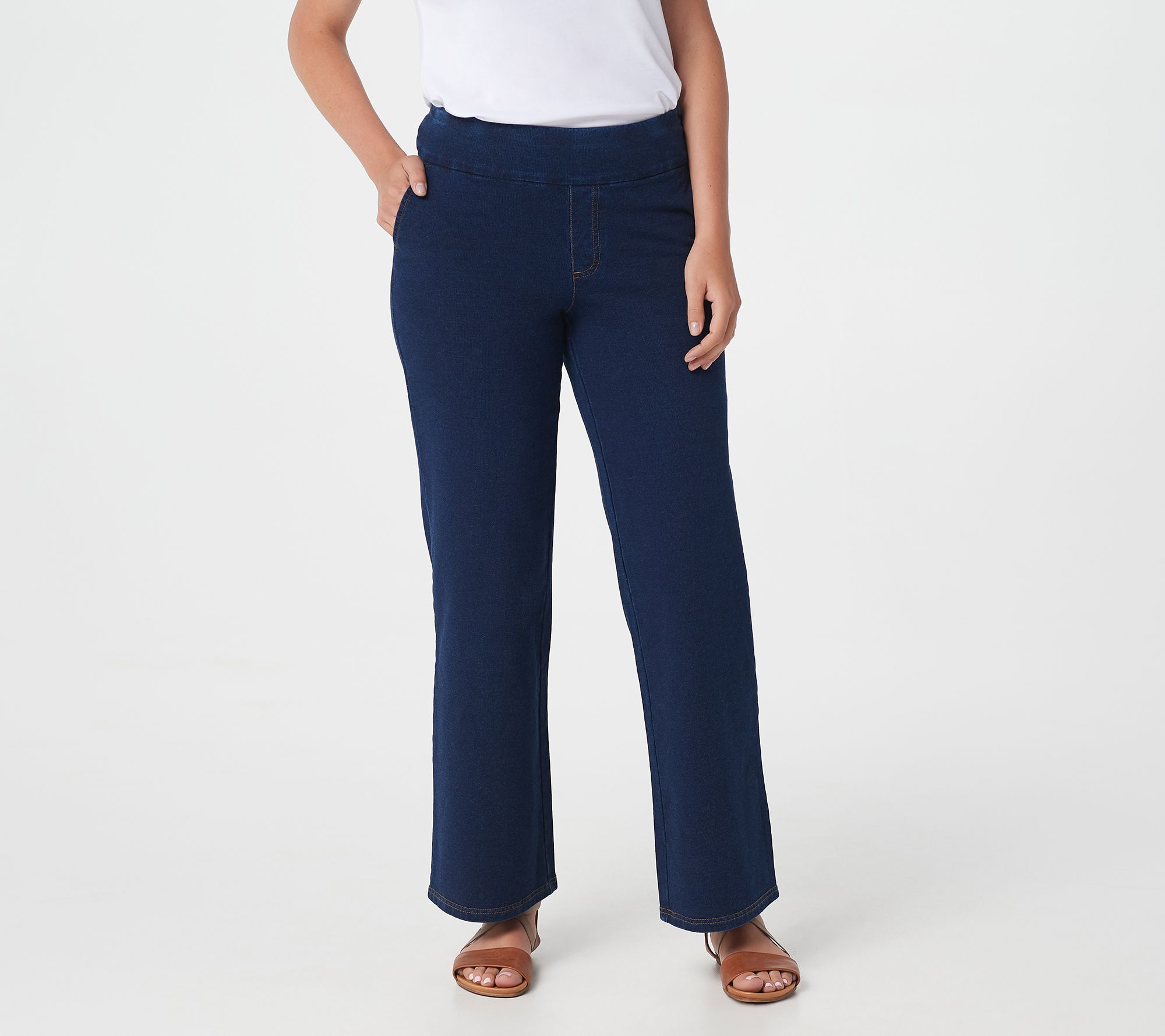 Denim & Co. Comfy Knit Wide-Leg Pant with Smooth Waist 