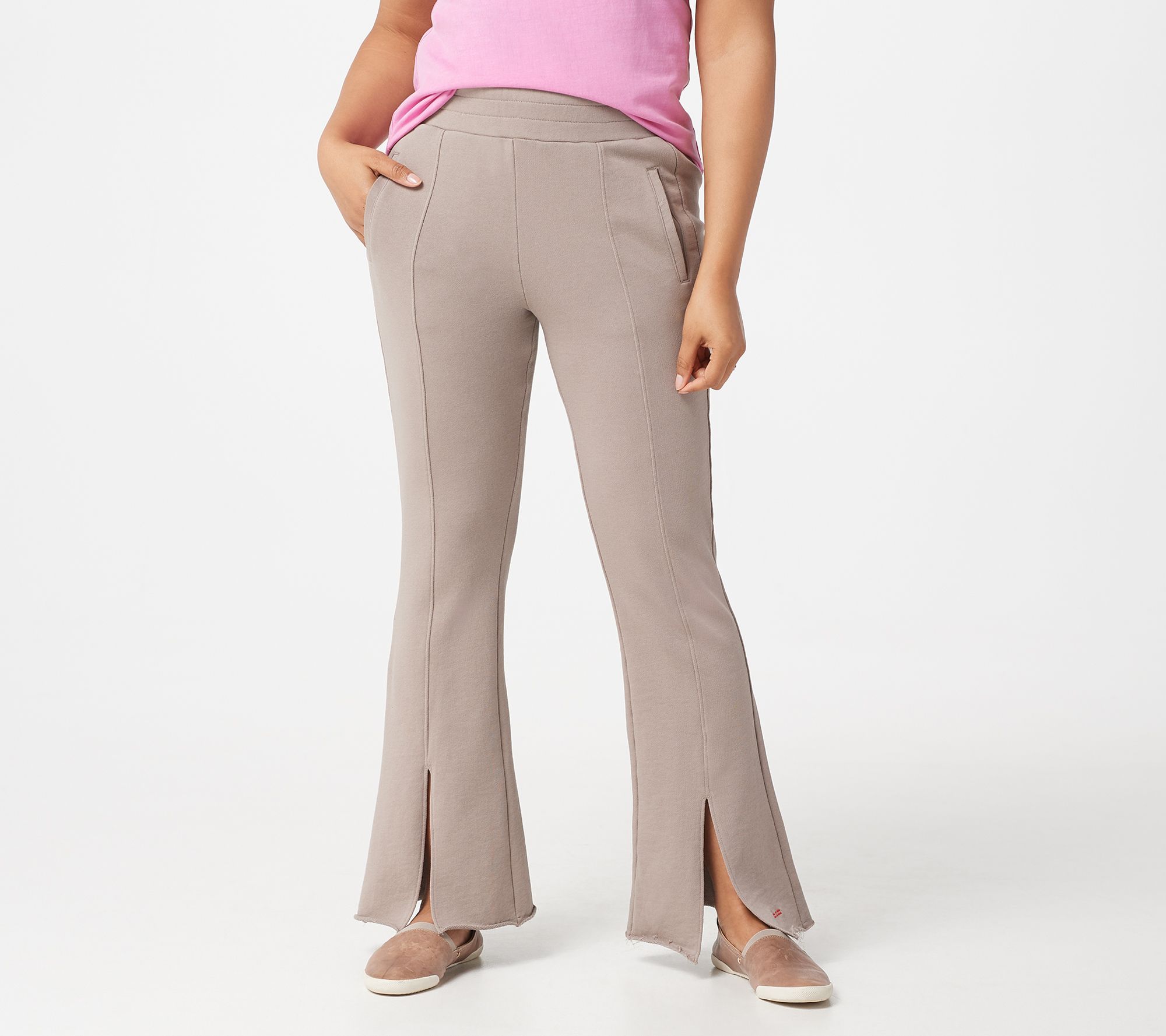 Peace Love World Pintuck Pull-On Pants with Front Slit Detail — QVC.com