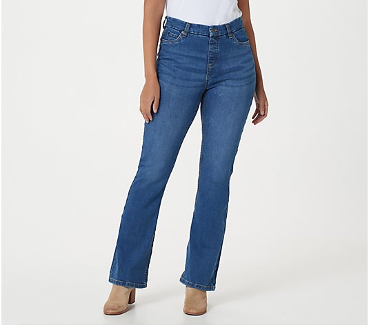 Denim & Co. Easy Stretch Denim Petite Pull-On Bootcut Jeans