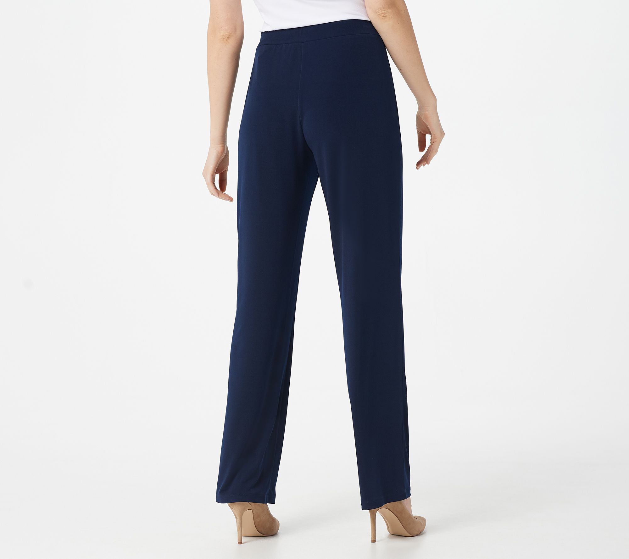 "As Is" Susan Graver Regular Liquid Knit PullOn Pants w/Button Trim