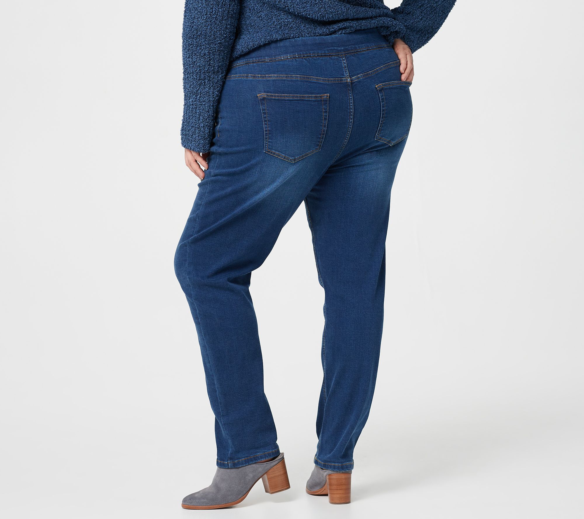 Denim & Co. Regular Cozy Touch Denim Full-Length Straight Jeans 