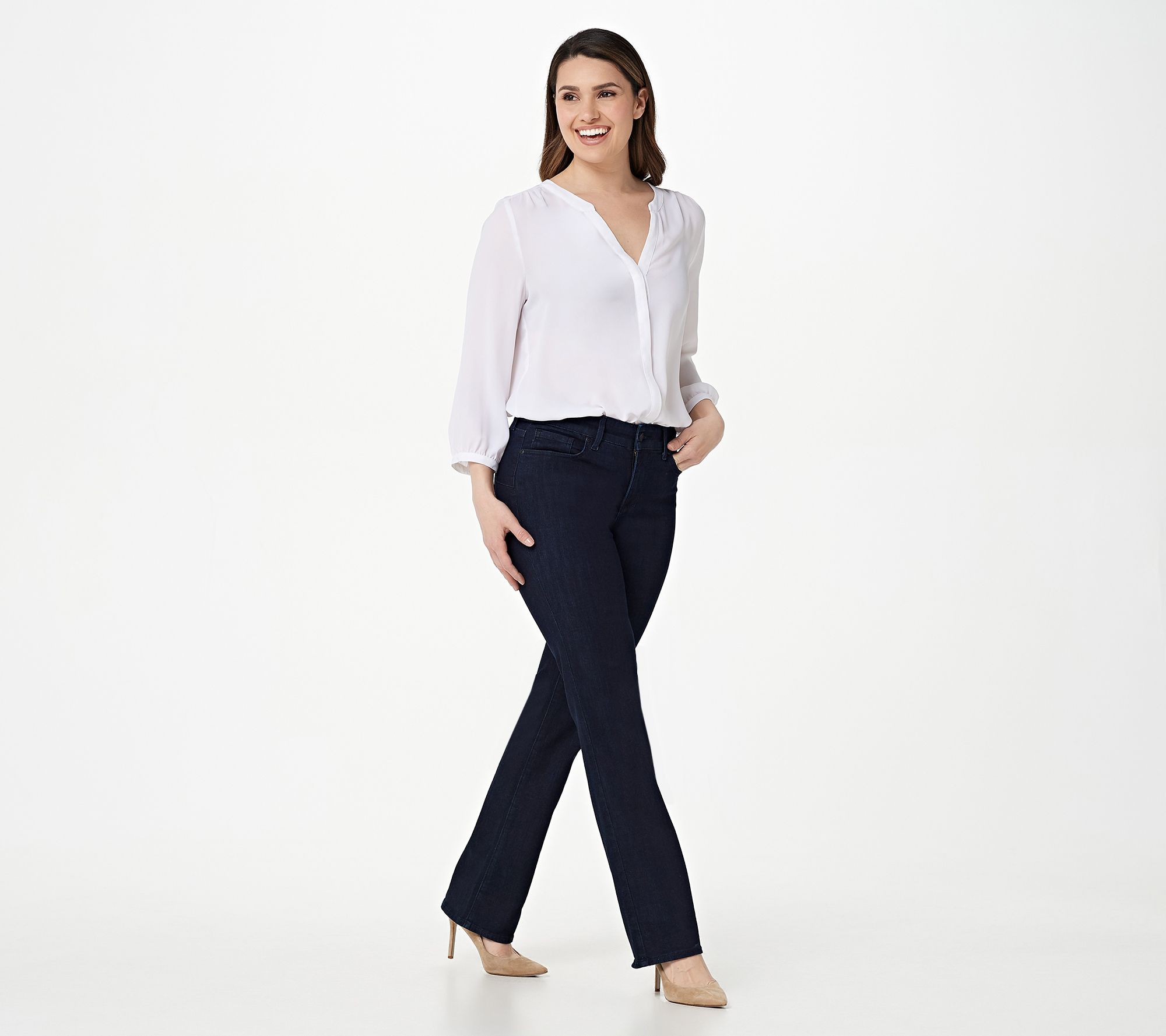 NYDJ Marilyn Straight Uplift Jeans in Cool Embrace - Rinse - QVC.com