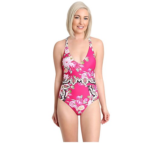 Nanette Lepore Floral Strappy V-Neck One PieceSwimsuit - Val