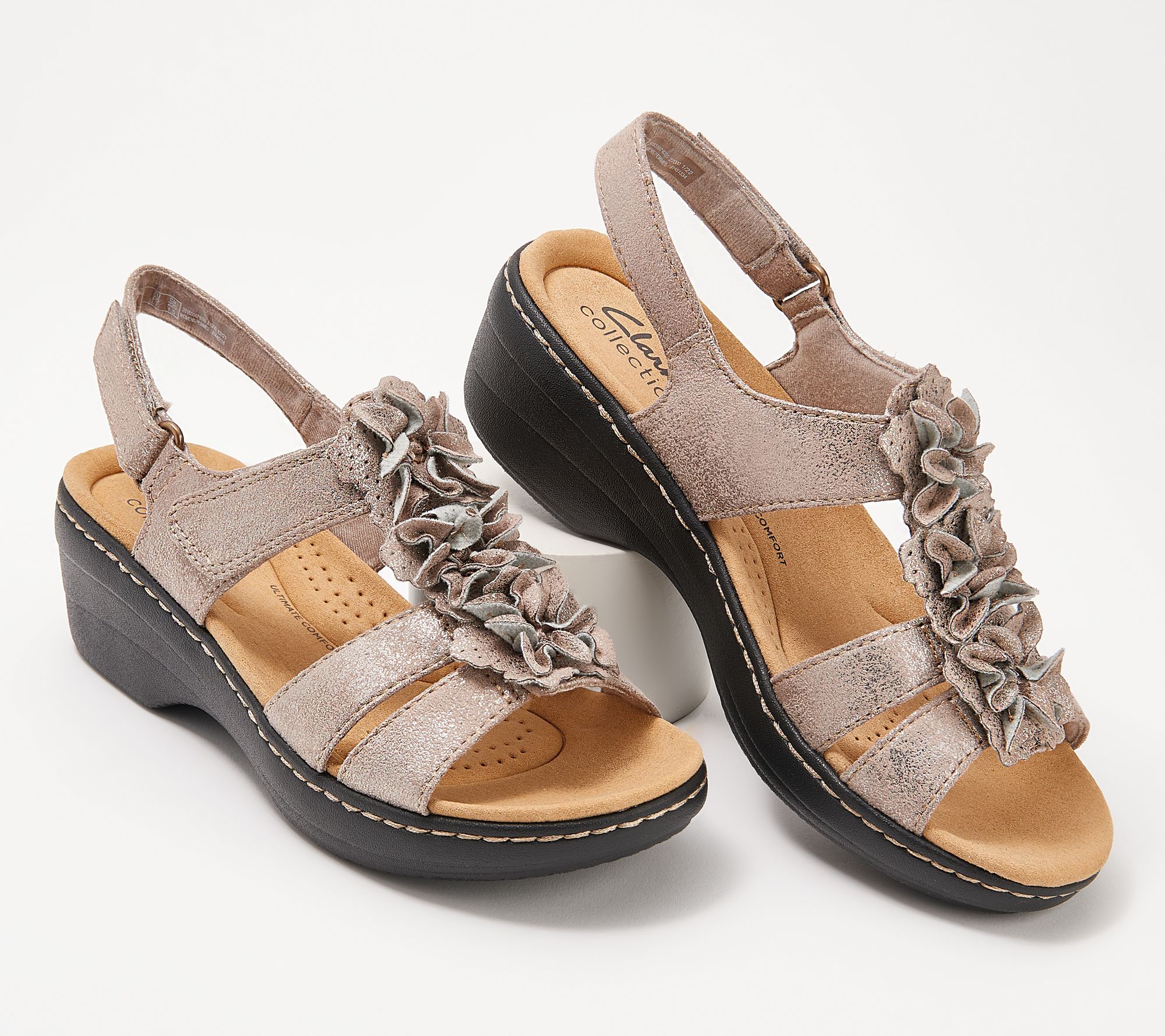 Clarks Collection Floral Wedge Sandals -Merliah Sheryl - QVC.com