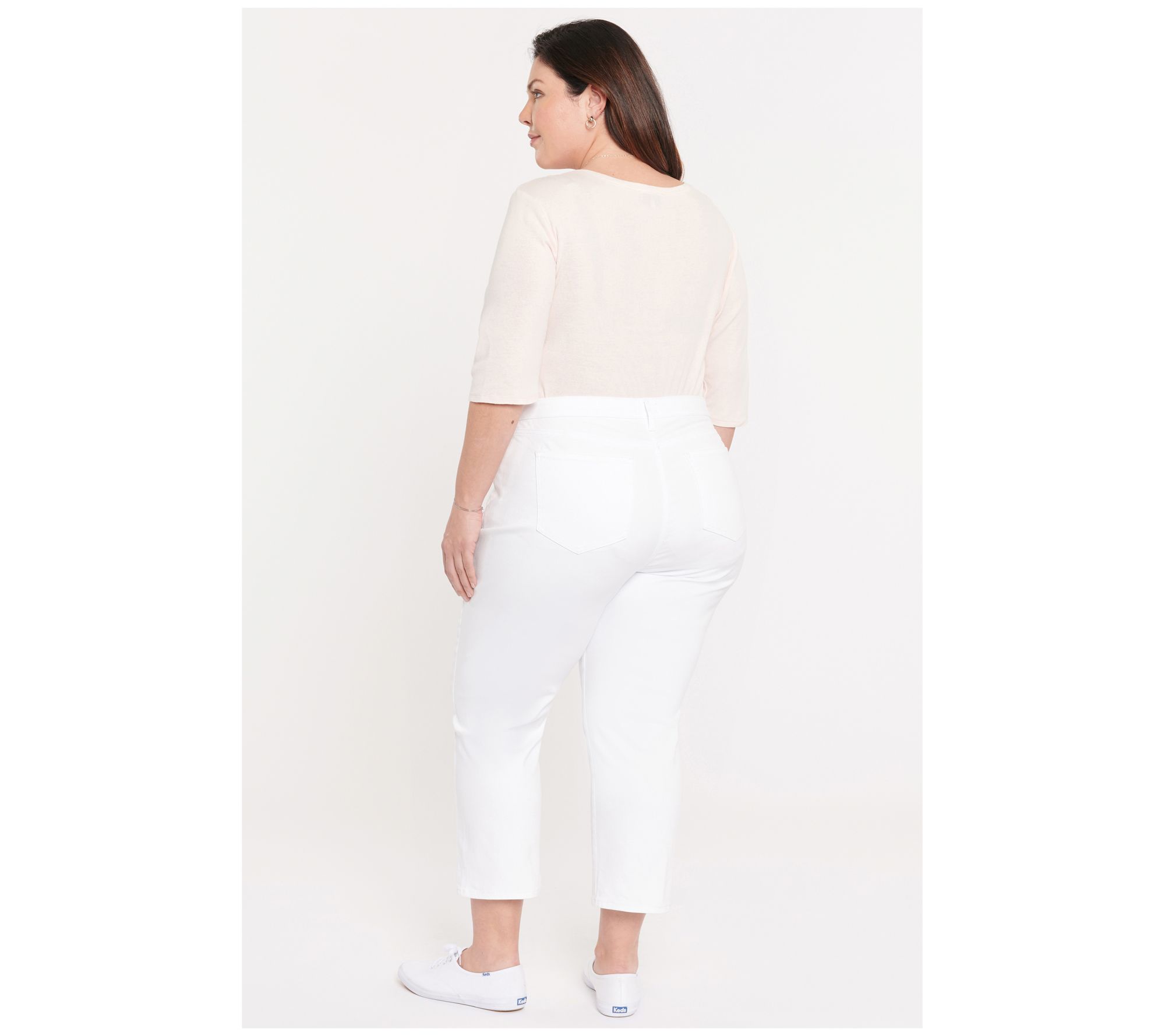 NYDJ Relaxed Piper Crop Jeans with Zipper Detail - Optic White - QVC.com