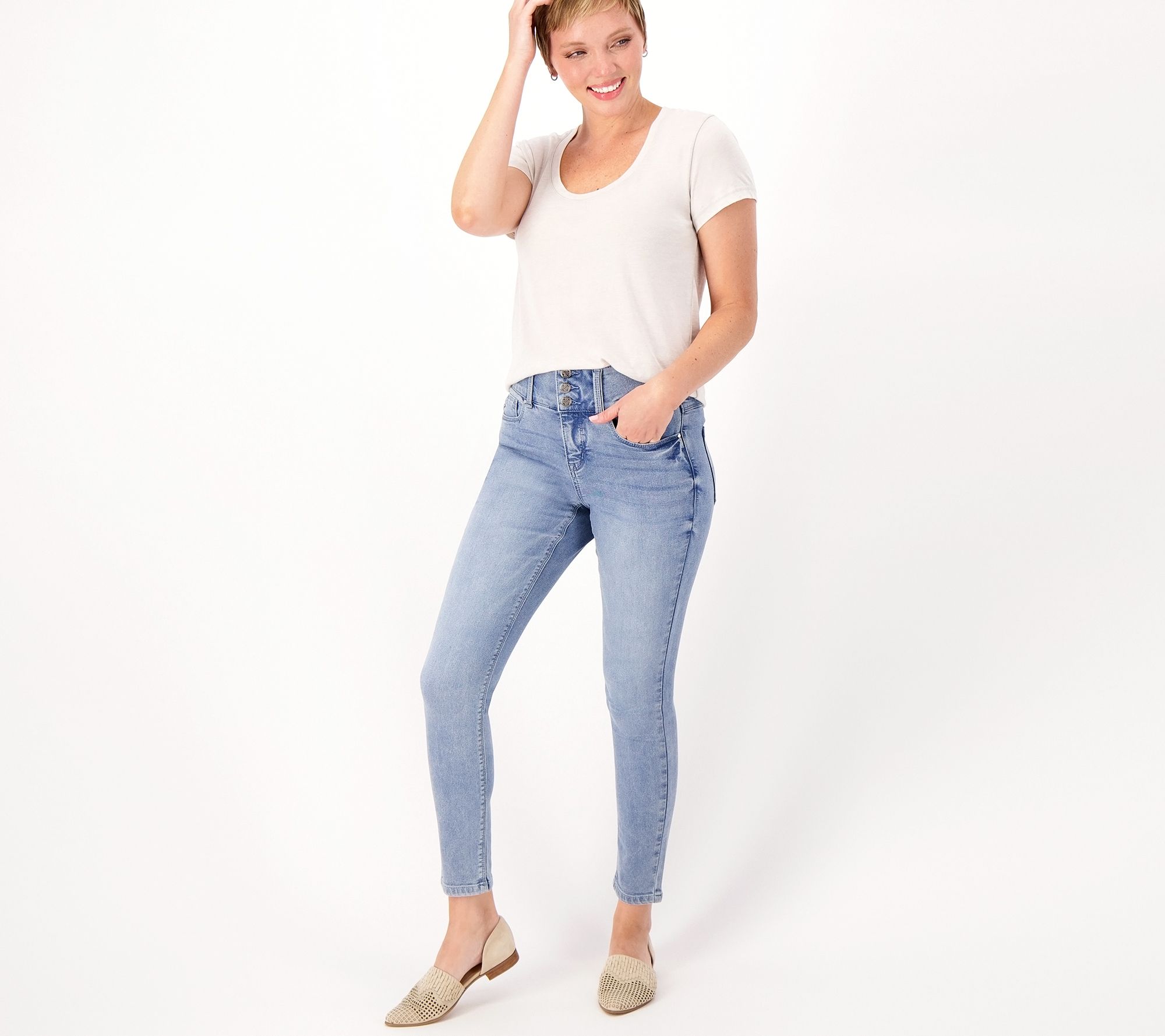 Laurie Felt Petite Silky Denim Curve Ankle Skinny Jeans- Indigo - QVC.com