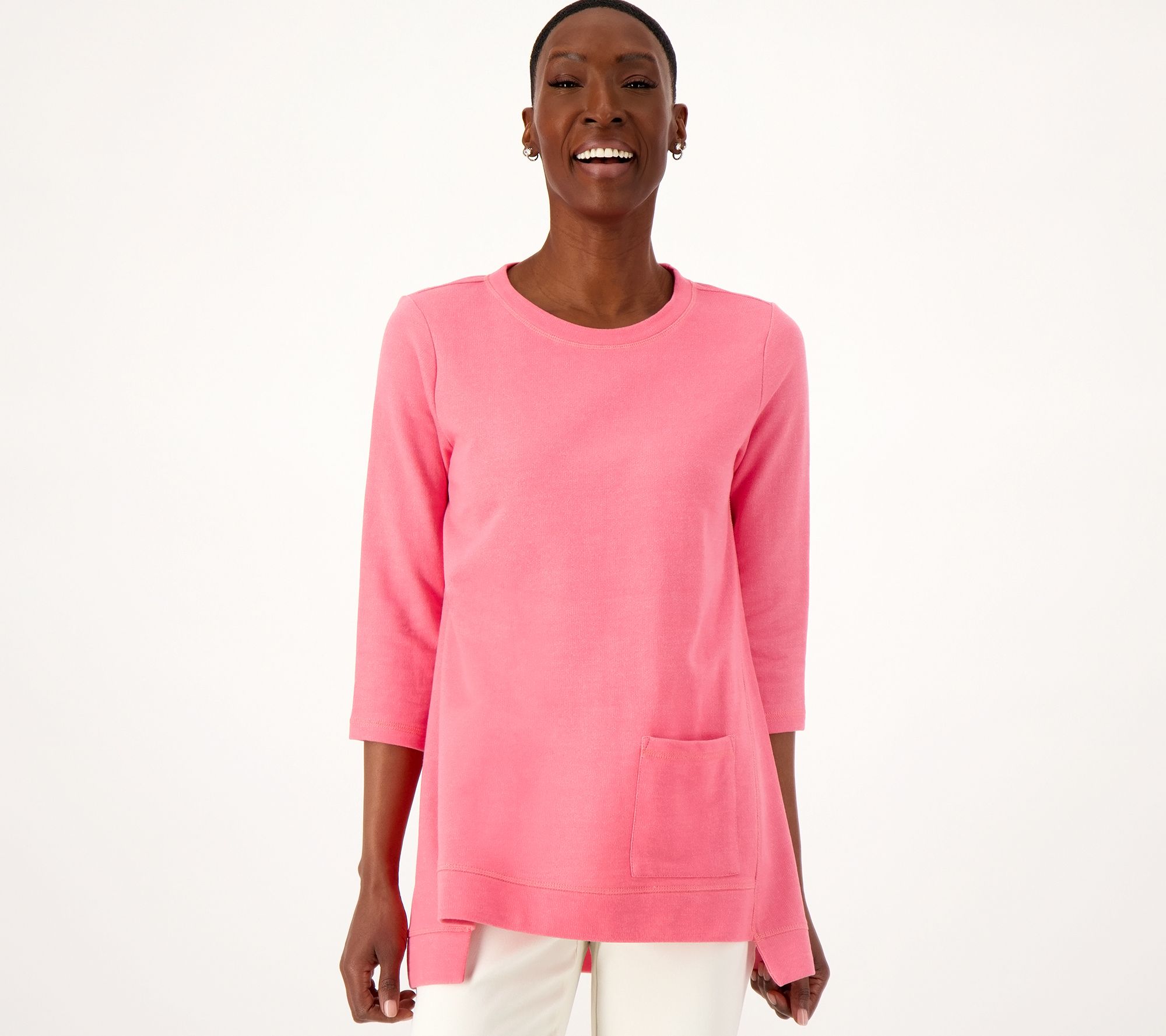 LOGO Lounge by Lori Goldstein French Terry Top with Patch Pocket