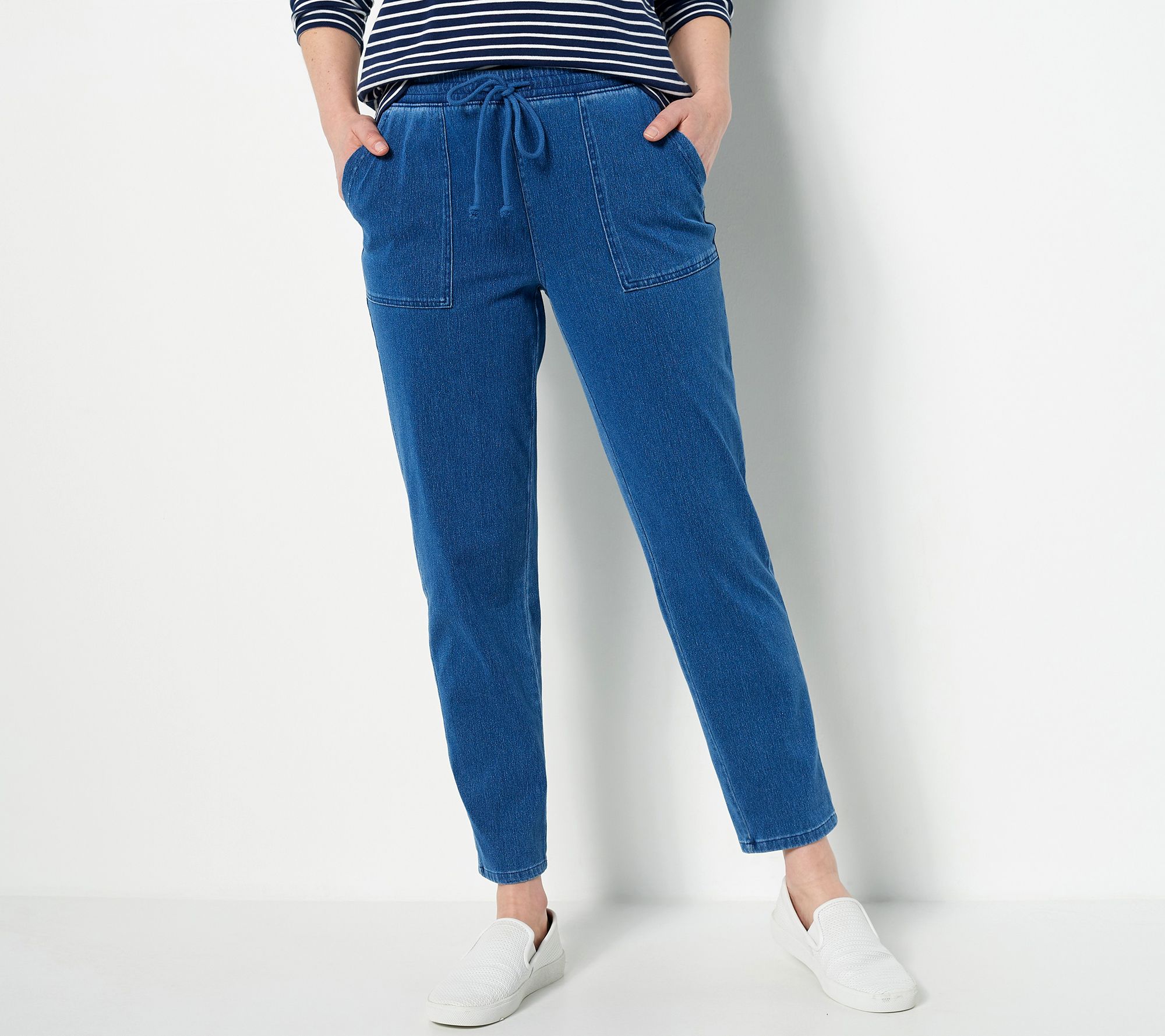 "As Is" Denim & Co. Regular Comfy Knit Air Denim Tapered Leg Pant