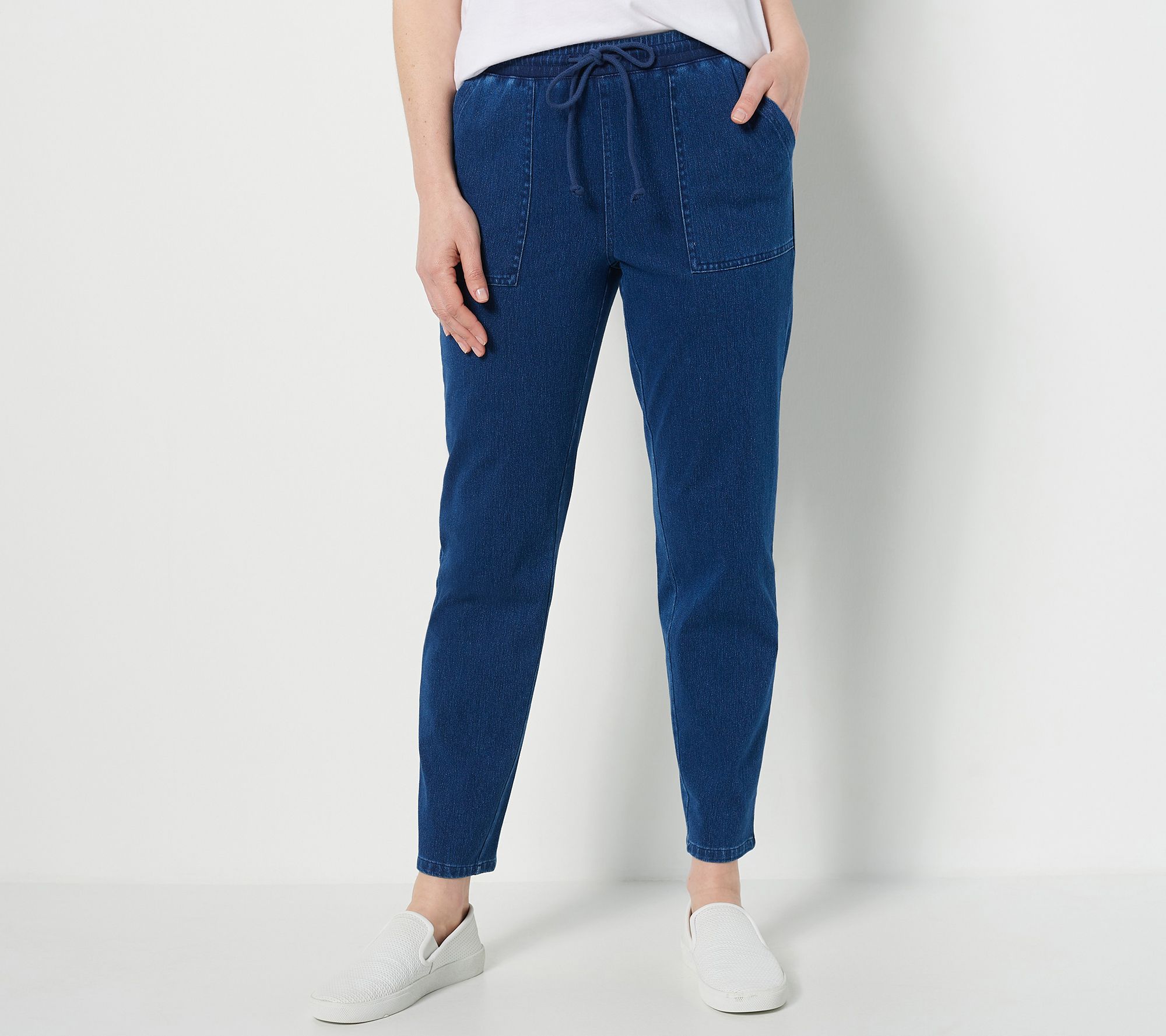 "As Is" Denim & Co. Regular Comfy Knit Air Denim Tapered Leg Pant