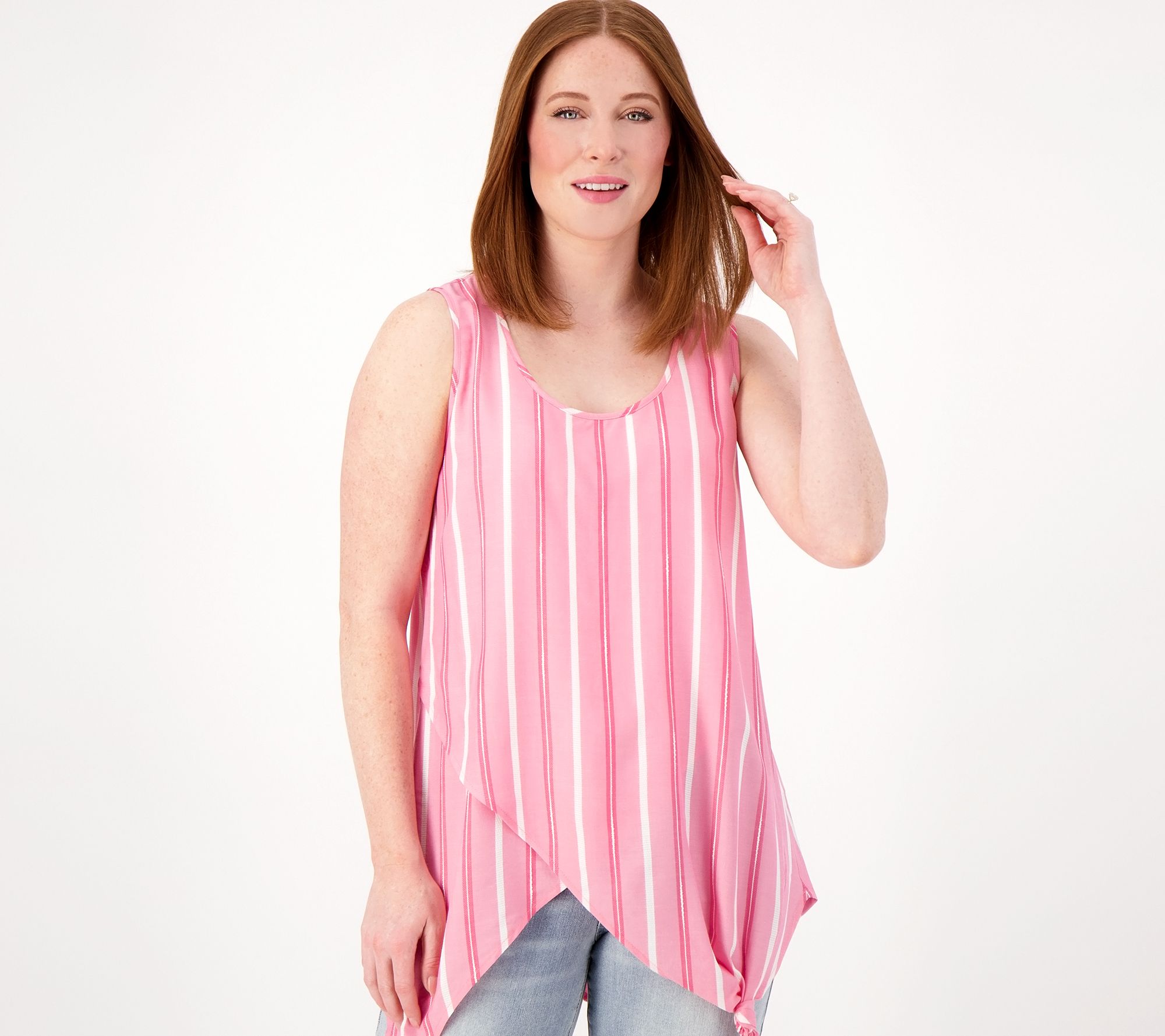 Attitudes by Renee Printed Knot Hem Tank Top
